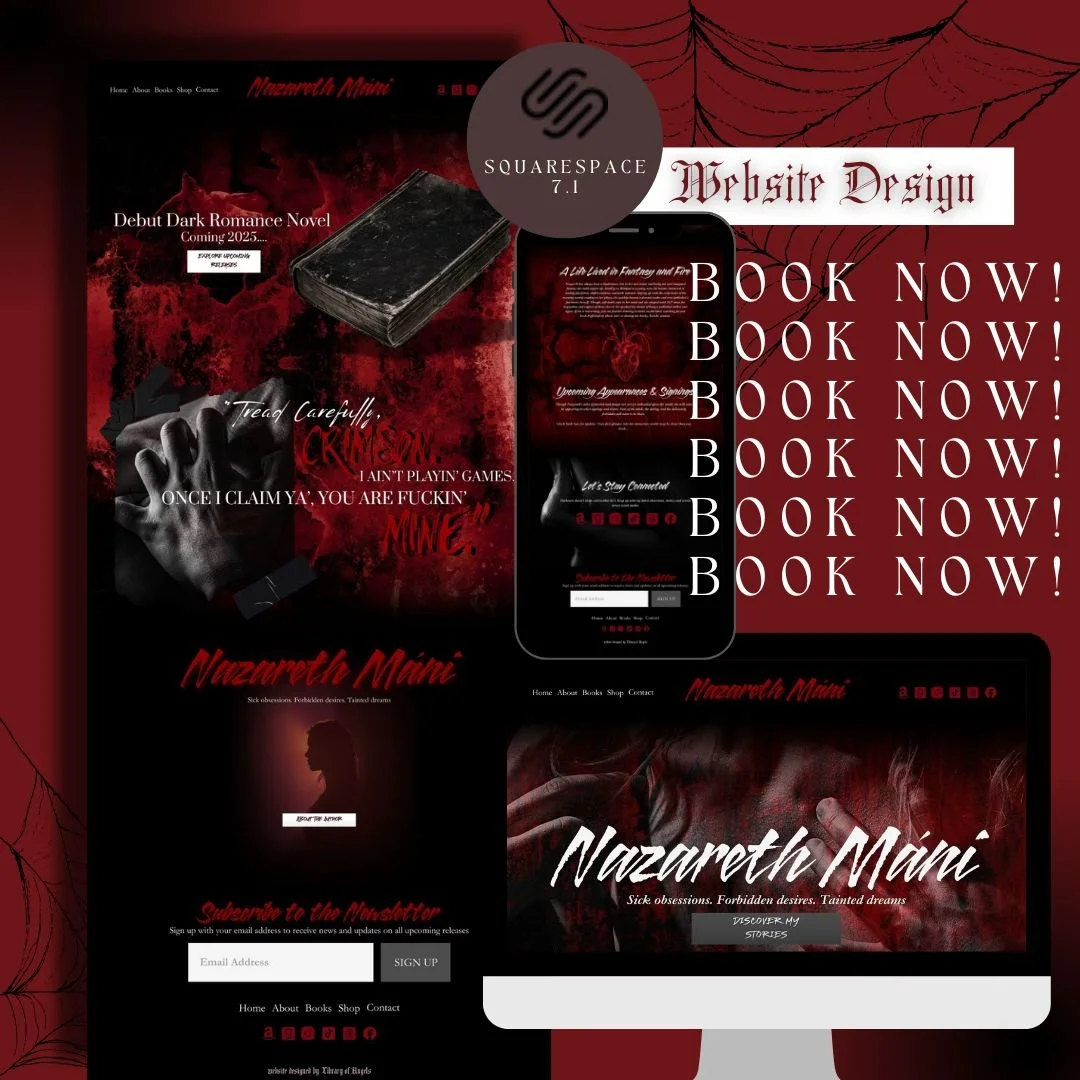 Squarespace 7.1 Custom Website Build For Dark Romance Authors