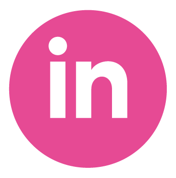 Pink circle with white lowercase letters 'in' representing the LinkedIn logo.