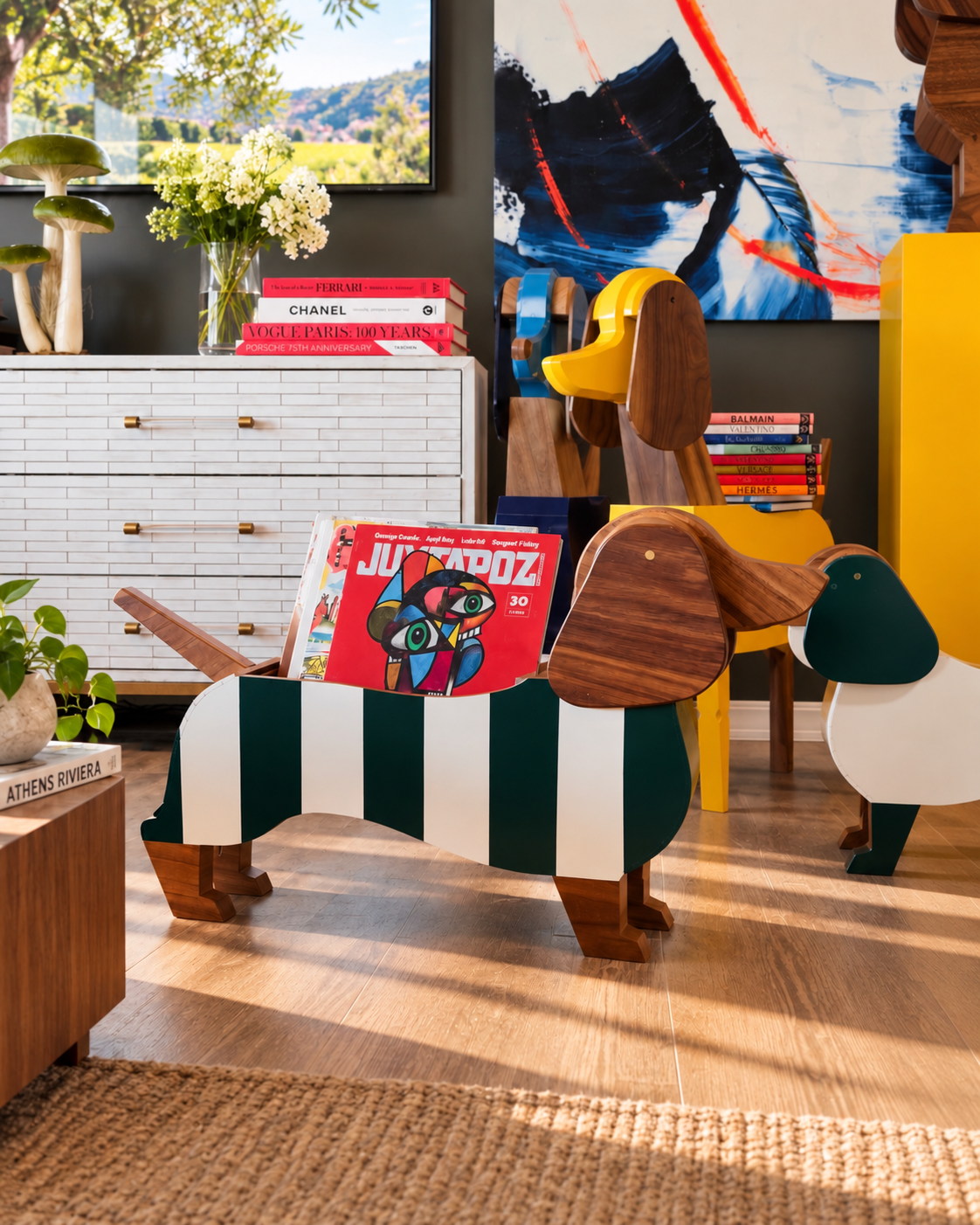 The Striped Dachshund Magazine Holder