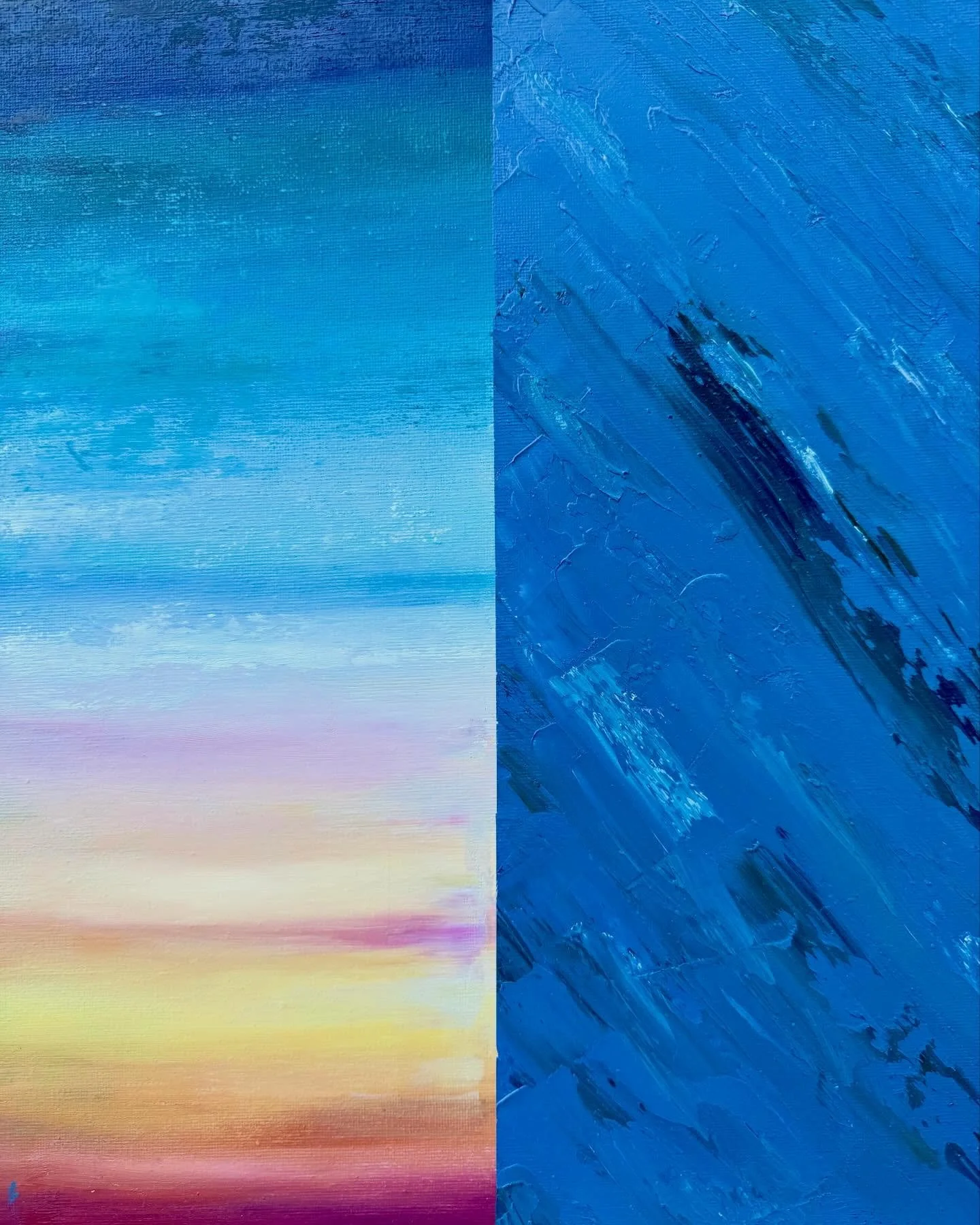 Sea and sky | Oil on canvas board (feat. Finger painting)