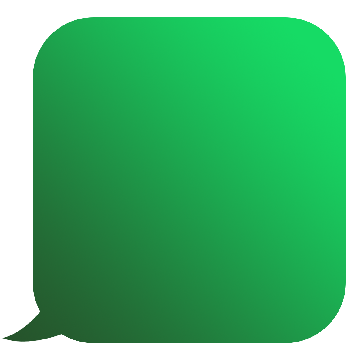 A square image with a gradient transitioning from dark green in the bottom left corner to bright green in the top right corner.