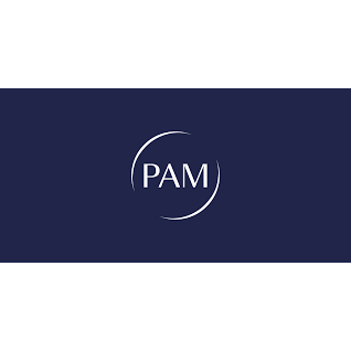 Logo mit dem Text 'PAM' in weiß auf dunkelbluem Hintergrund.