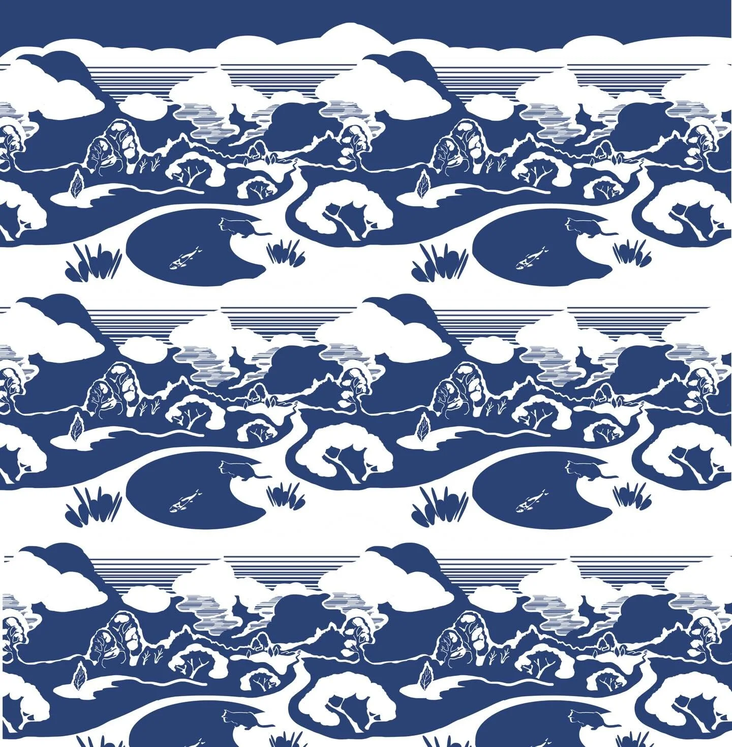 Current project is a textile design for a little iron back chair. It&rsquo;s not quite finished yet and I may off set the repeat.