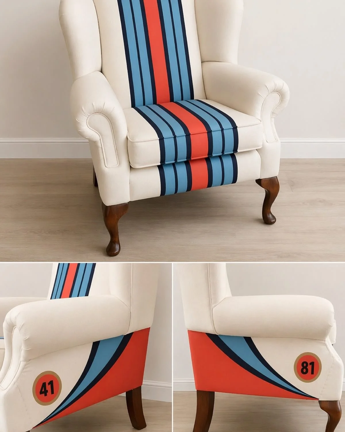 A fabric design commission for an upholster. I created the bespoke pattern fabric on Illustrator so it aligned with the dimensions of her arm chair. Sue did a beautiful job upholstering it! It was so fun to do.