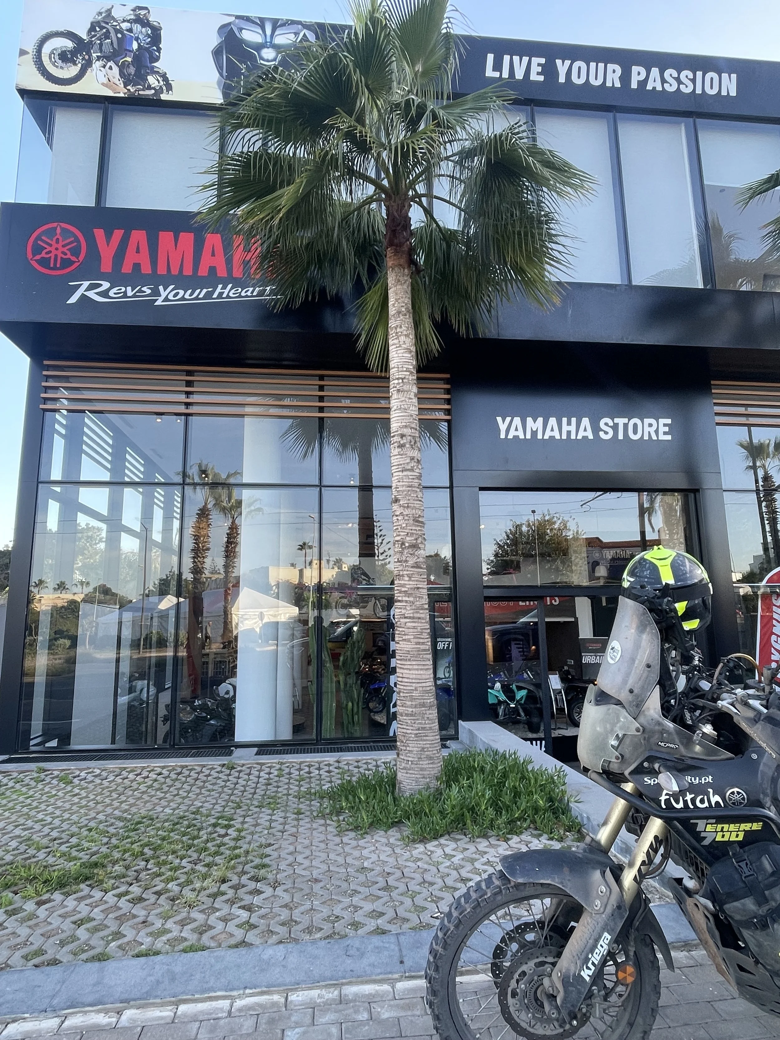 Yamaha Ténére 700 motorcycle from Beyond T7nnis in Yamaha dealer MIFA Motors, Casablanca, Morocco
