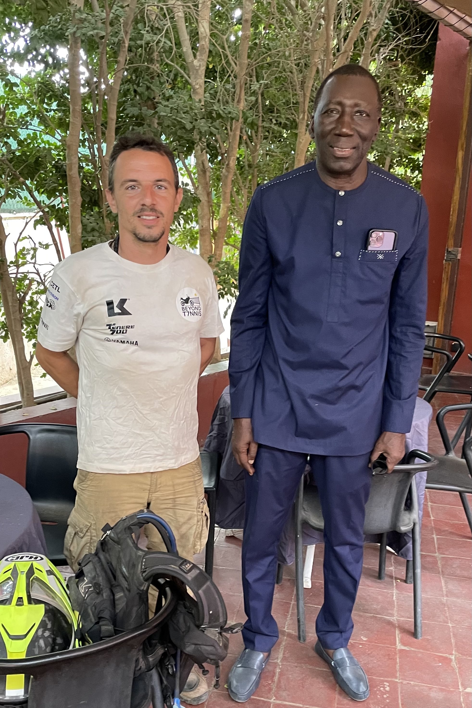 João Beltrão founder of Beyond T7nnis with Laity Ndiaye, president of the Federation Senegalaise de Tennis at the Olympique Club in Dakar
