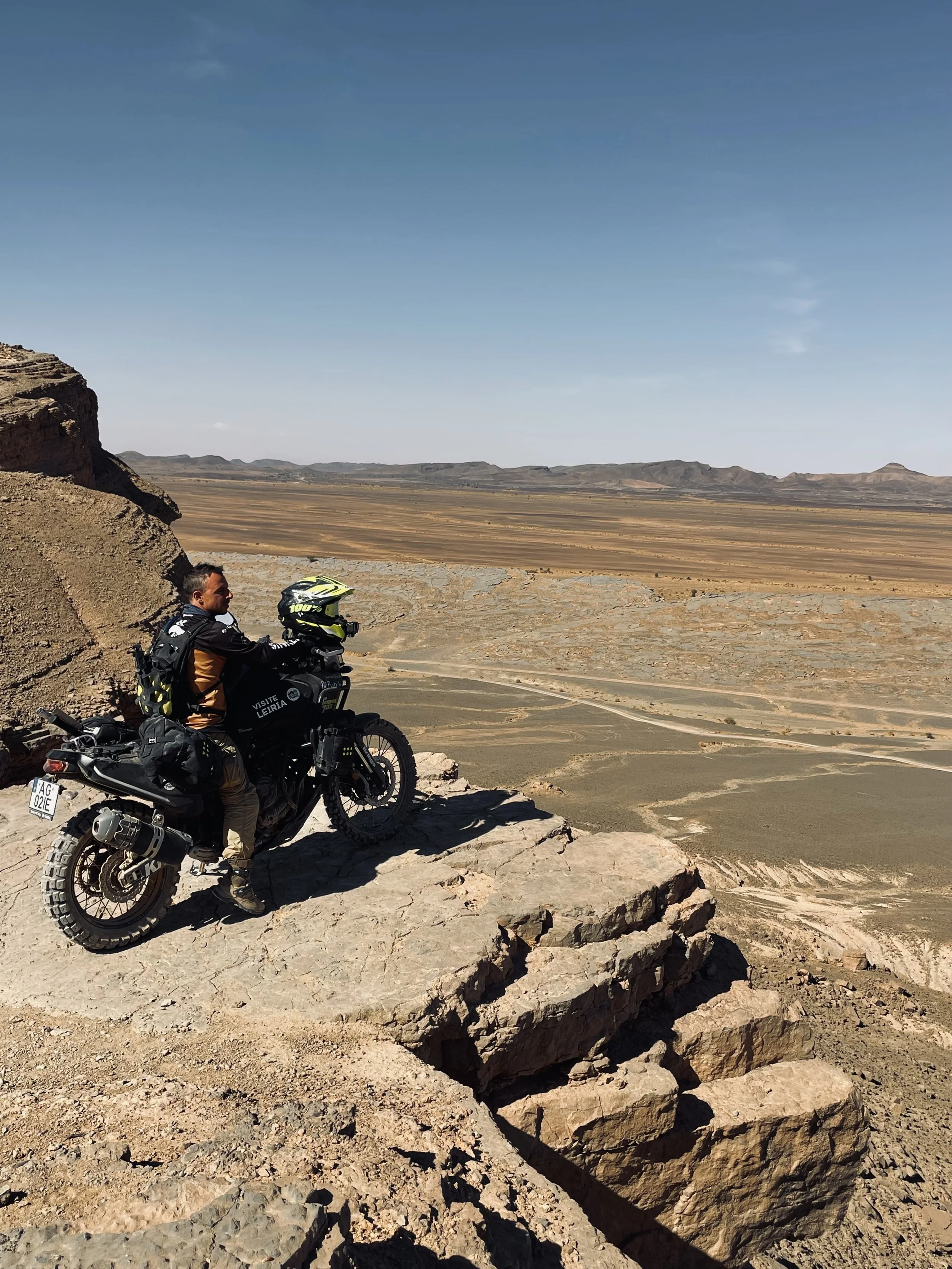 João Beltrão founder of Beyond T7nnis with his Yamaha Ténére 700 motorcycle in Gara Medouar, Carcela Portuguesa, Prison Portugaise, Morocco