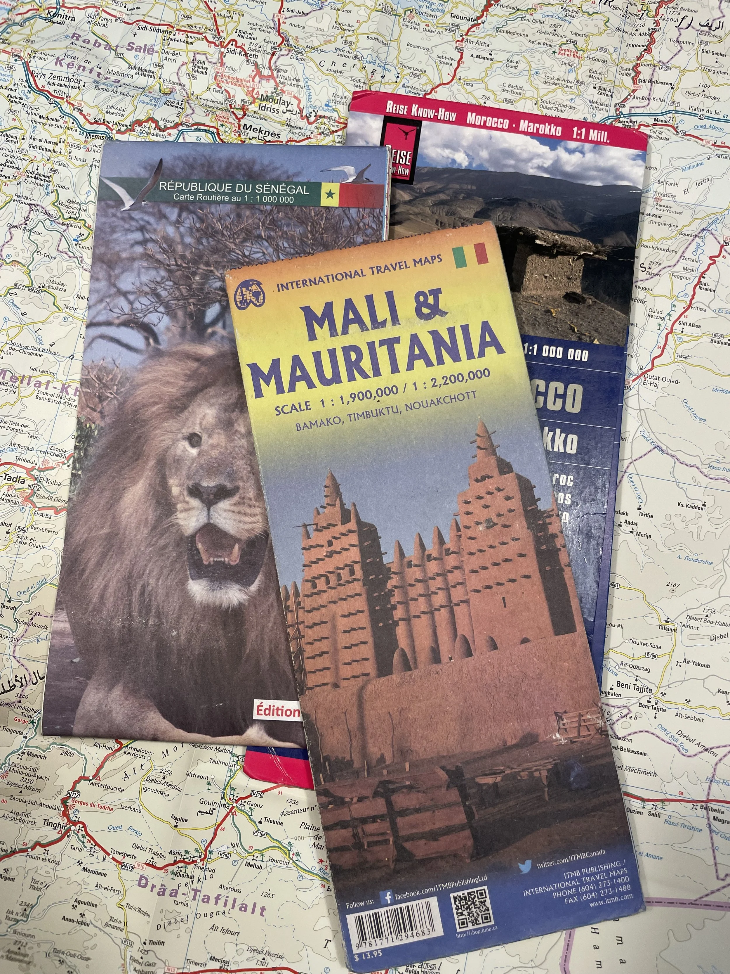 Maps of Morocco, Senegal, Mauritania and Mali