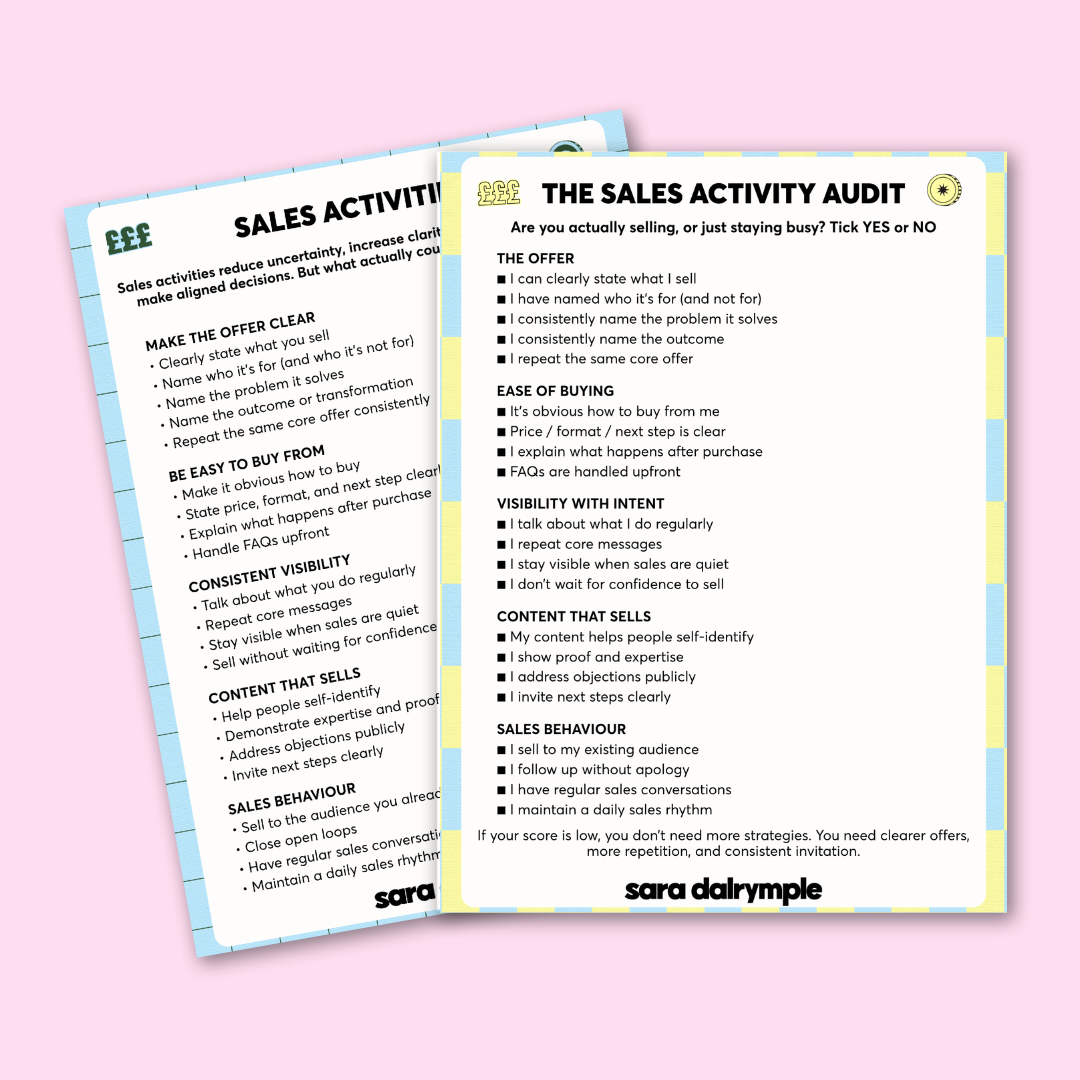 Sales Activities Cheat Sheet