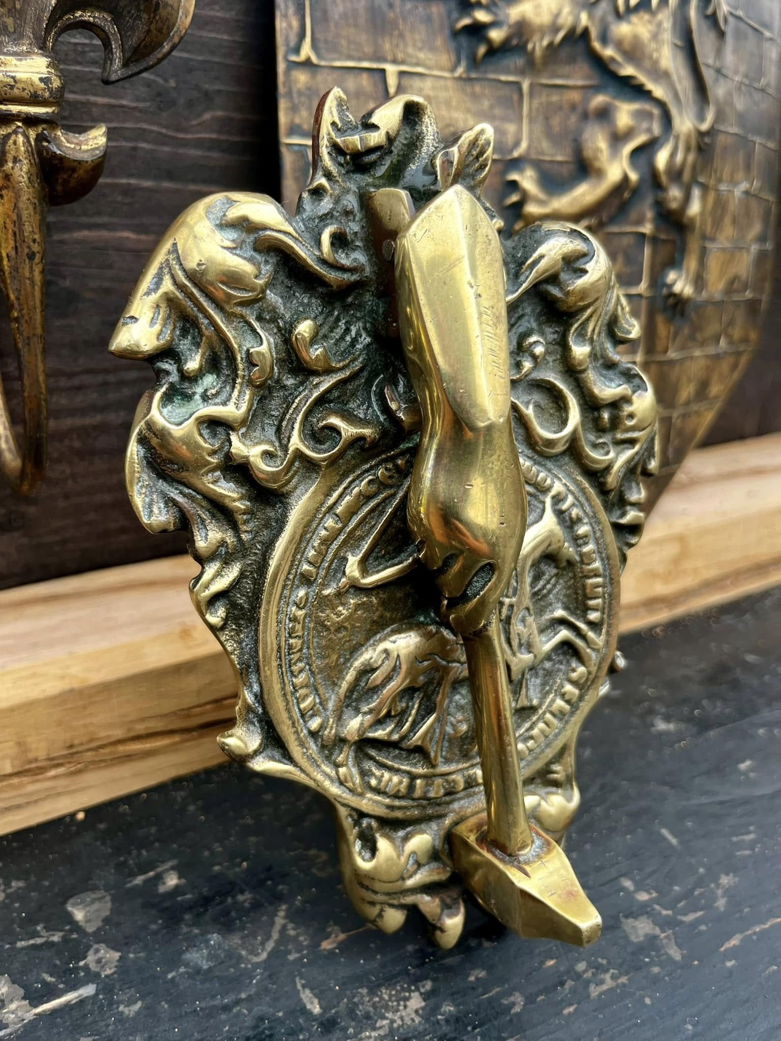 antique, collectible, medieval decor, vintage brass,