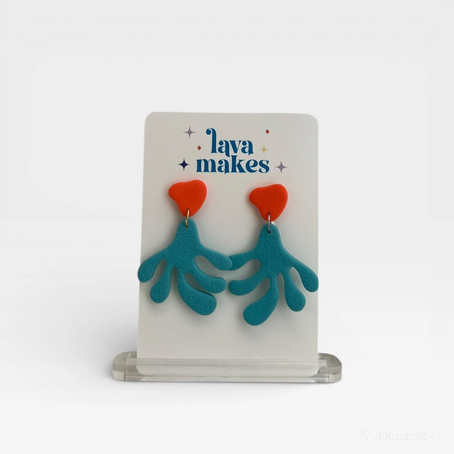 Coral Dangles in Deep Sky & Grapefruit