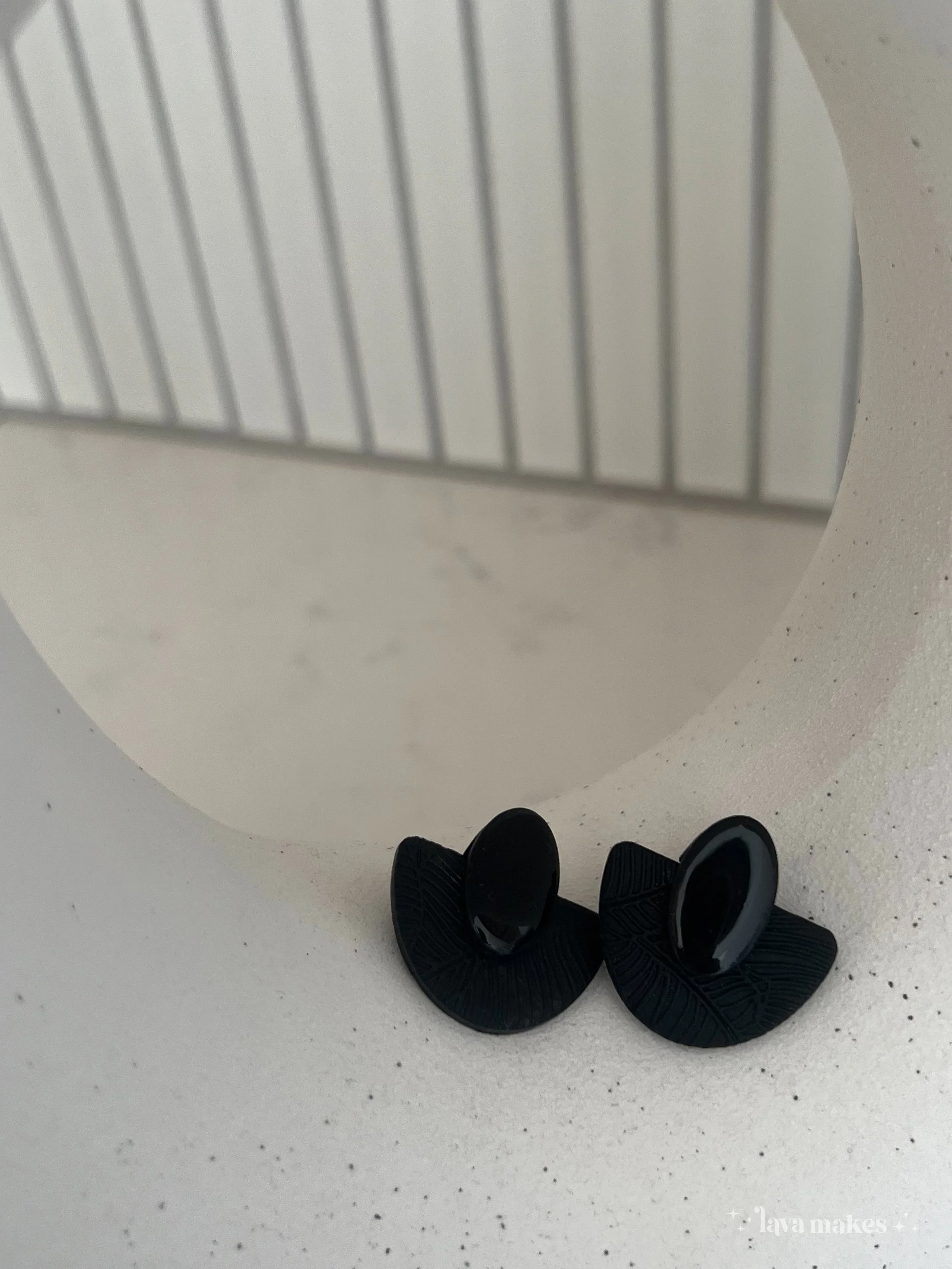 Lava-Makes-Polymer-Clay-Earrings-Soft-Geo-Semi-Circle-Oval-Studs-Textured-Resin-Gloss-Black-2.1.jpg