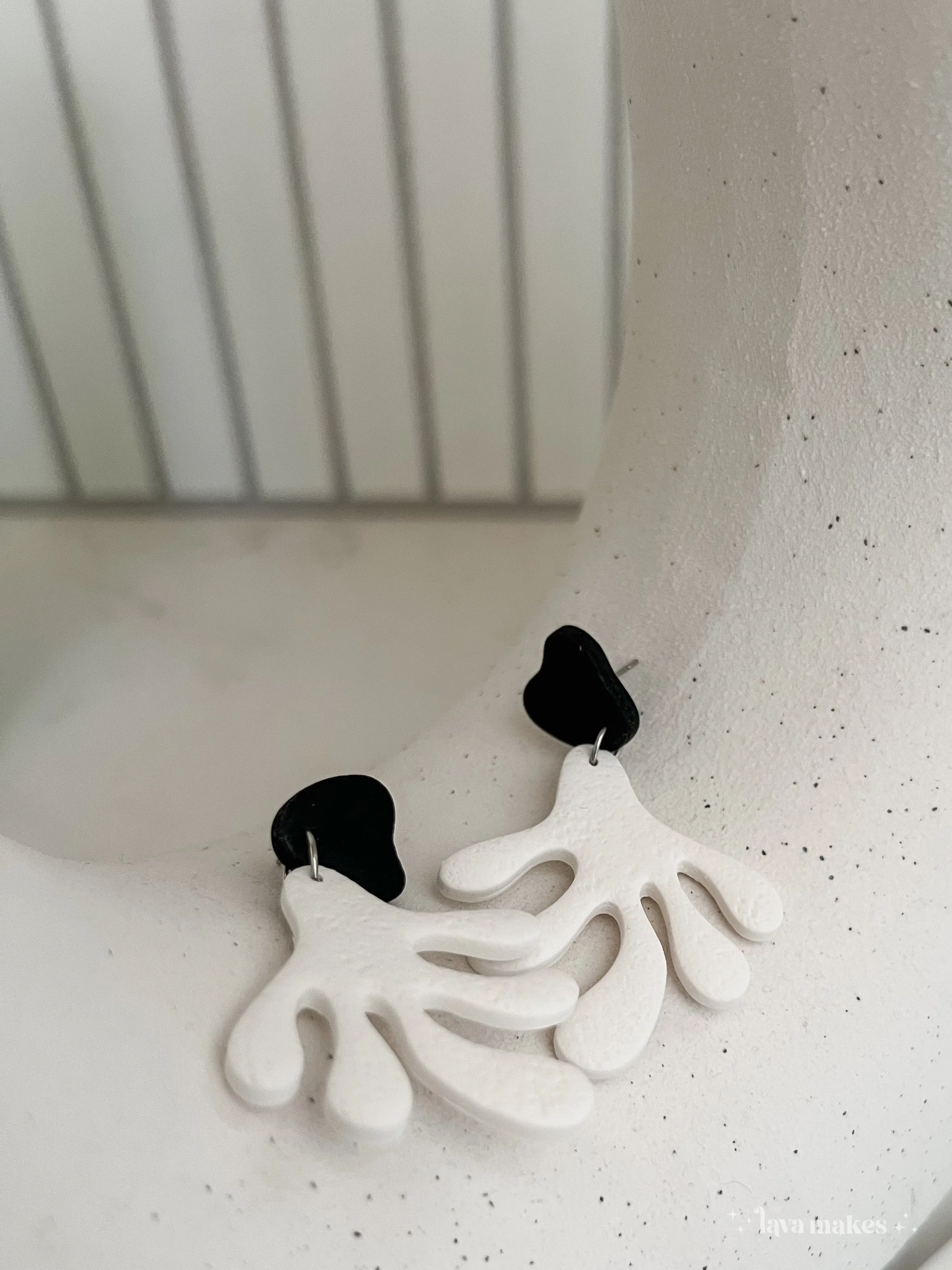 Lava-Makes-Polymer-Clay-Earrings-Dangling-Coral-Black-White-2.2.jpg