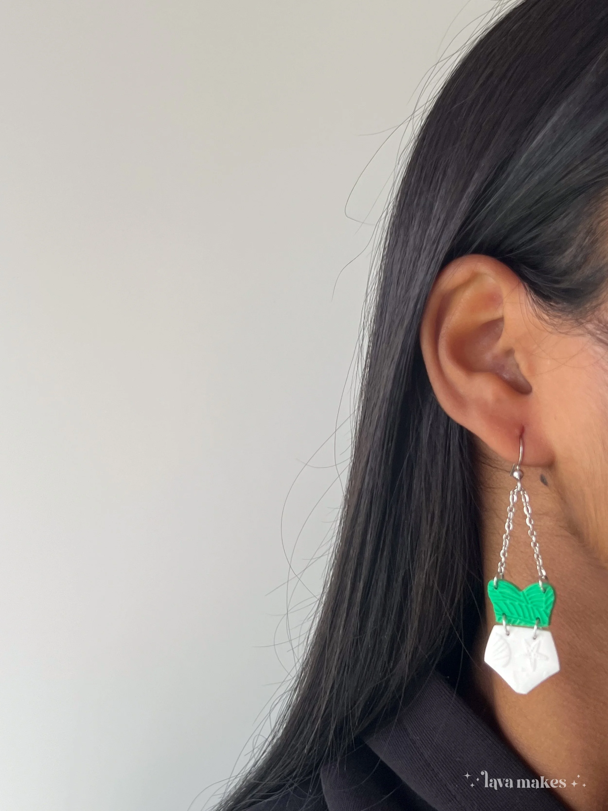 Lava-Makes-Polymer-Clay-Earrings-Bathing-Suit-Dangle-Earrings-Textured-Print-Green-White-3.jpg