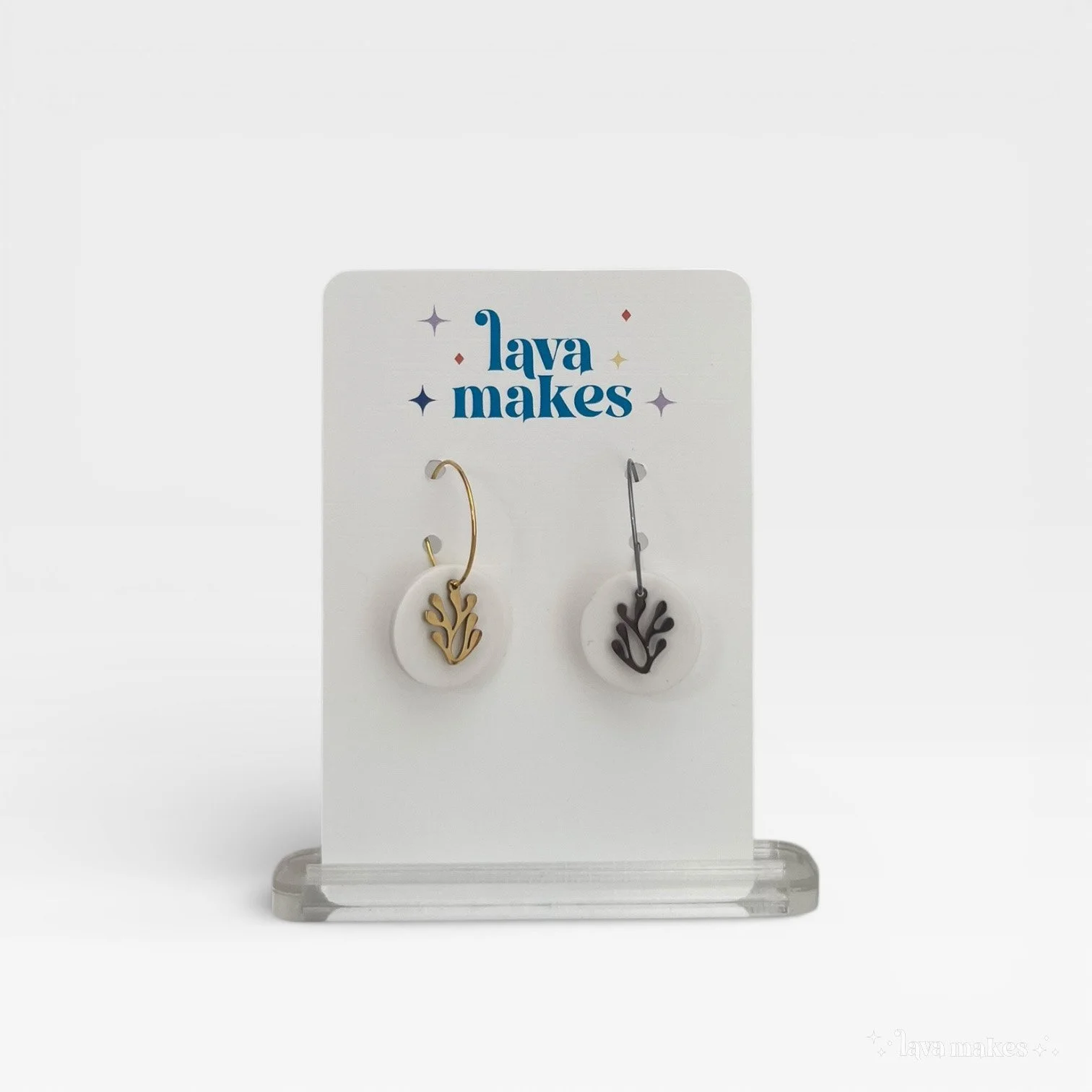 Jellyfish and Coral Circular Hoop Earrings in White