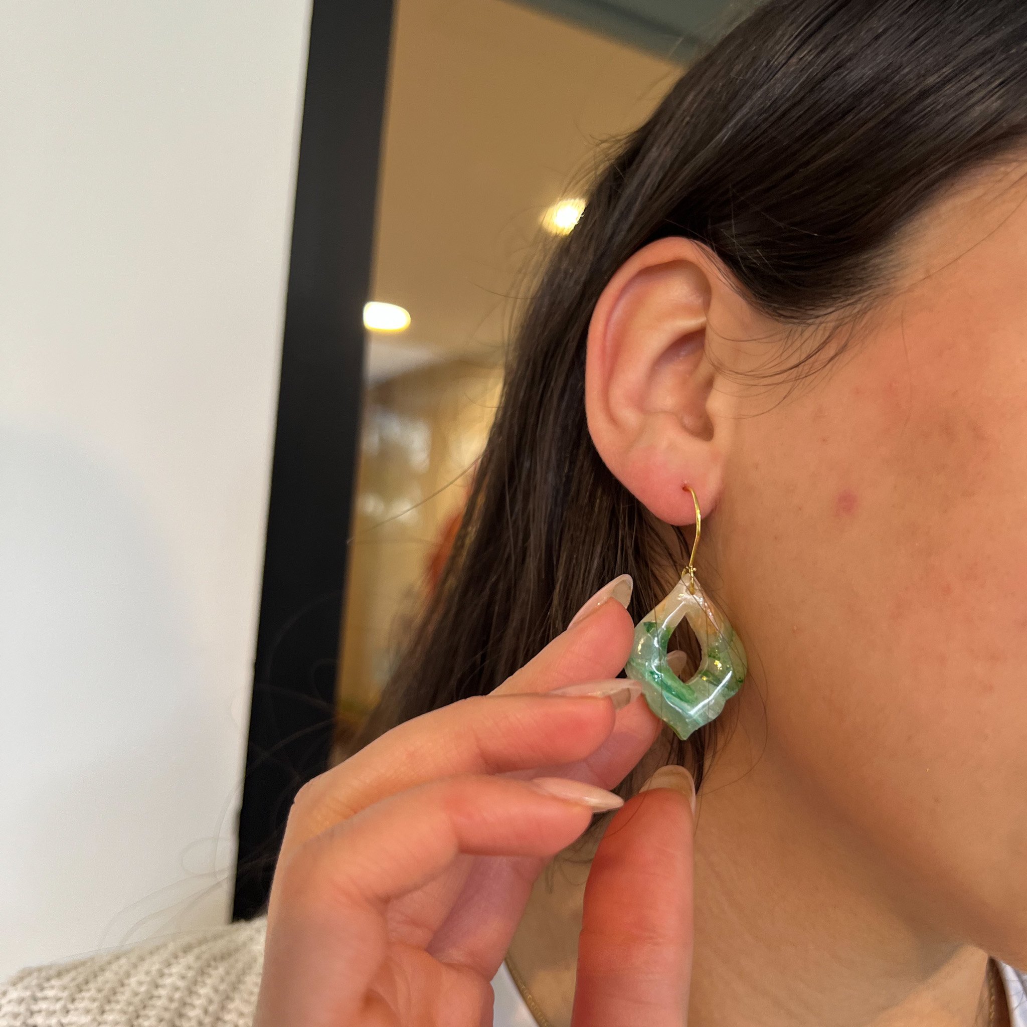 Peach and Green Stone Dangles