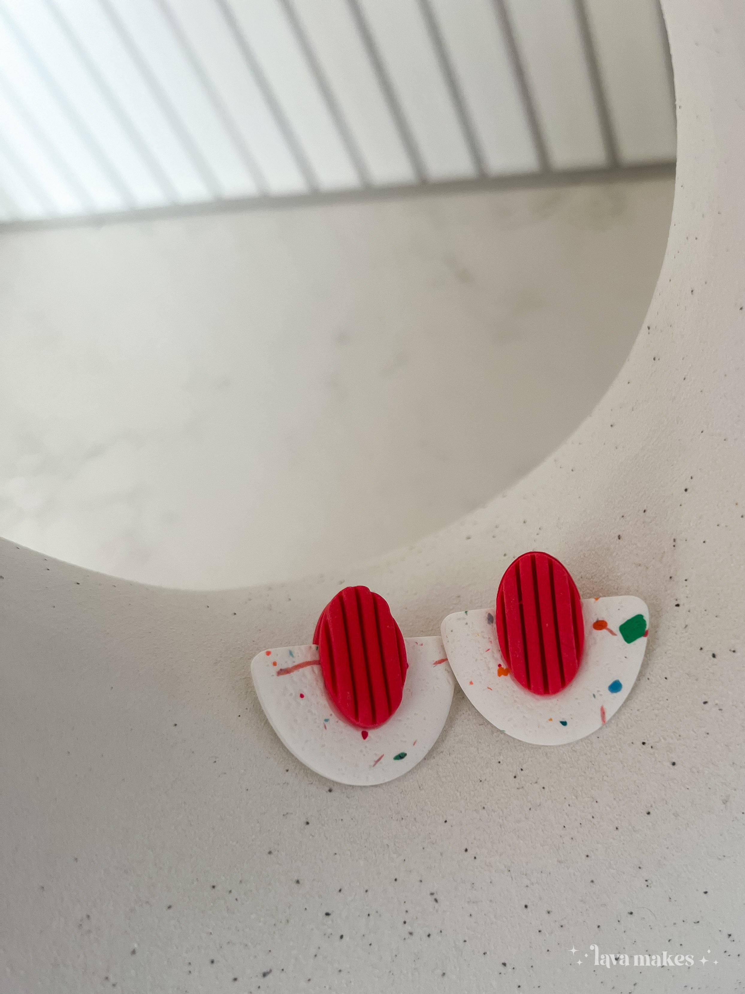 Lava-Makes-Polymer-Clay-Earrings-Soft-Geo-Semi-Circle-Oval-Studs-Textured-HotPink-White-Confetti-2.1.jpg