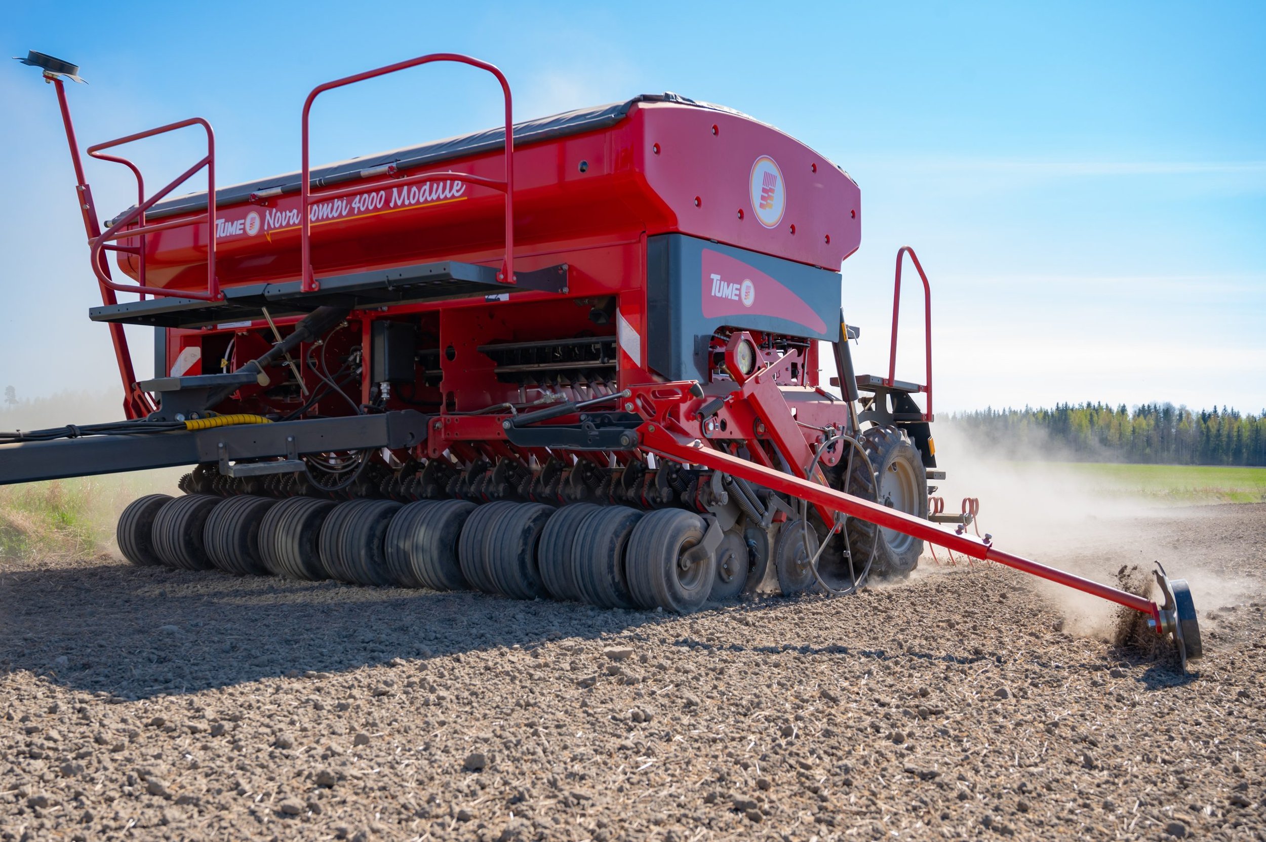 Nova Combi seed drill sowing into cultivated paddock