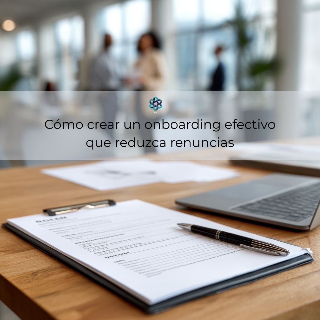 Documentos y plan de onboarding en escritorio de oficina mientras un supervisor guía a un nuevo empleado, ilustrando cómo crear un onboarding efectivo para mejorar la retención.