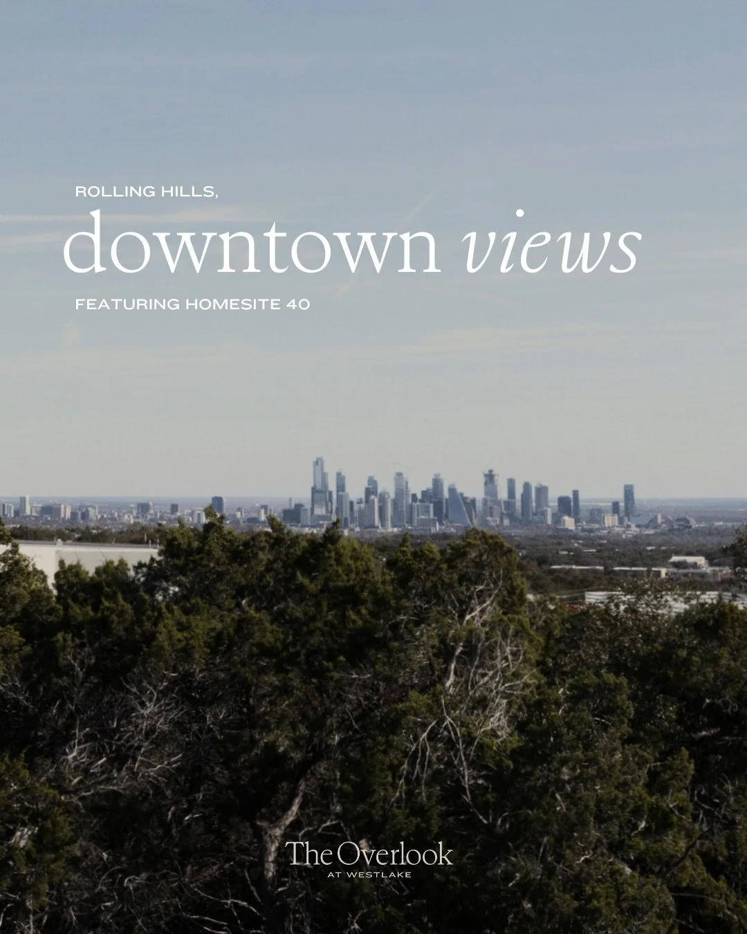 Westlake, from a new perspective.

The Overlook at Westlake offers a rare chance to own a newly built home with Hill Country views in one of Austin&rsquo;s most coveted neighborhoods. Construction is actively underway, with limited homes available.

