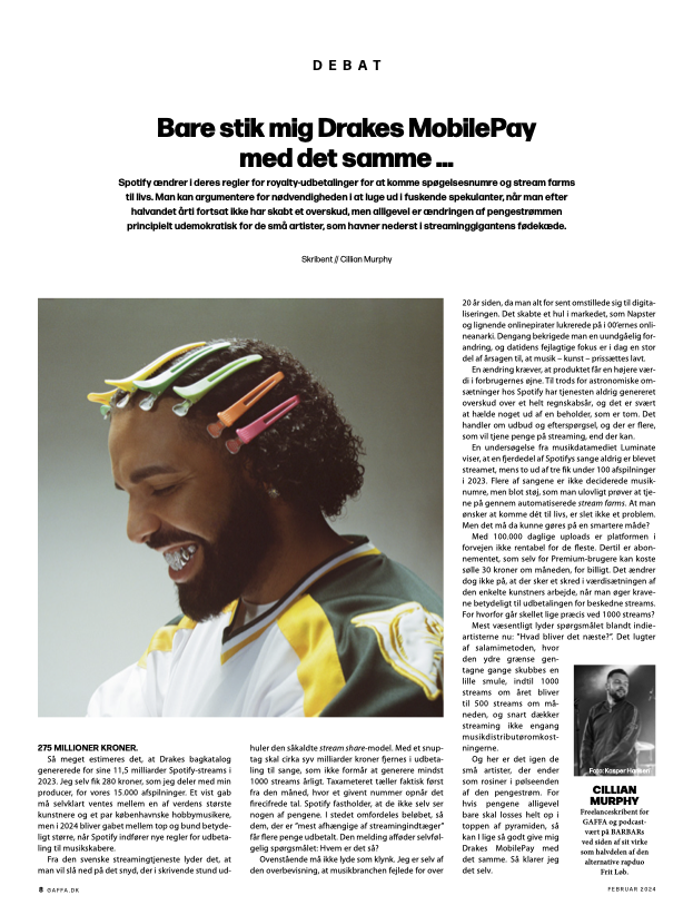 Drake, Gaffa, Kommentar, Cillian Steen Murphy