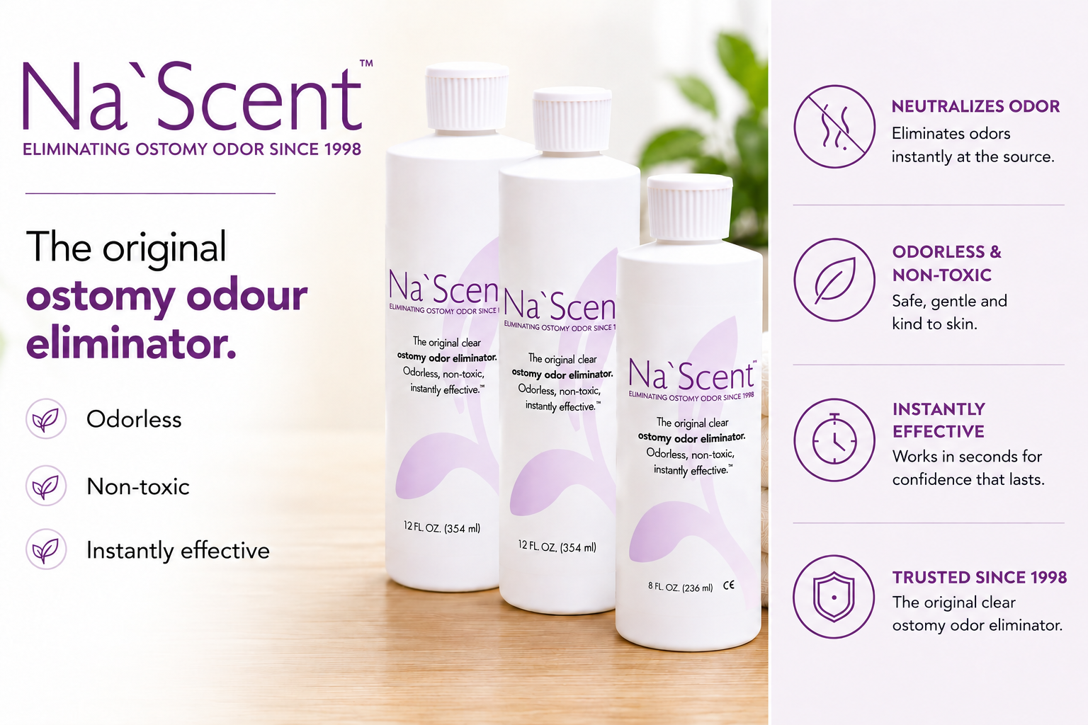 3 bottles of Na'Scent. 2 bottles of 12oz(354ml) Na'Scent and 1 bottle of 8oz(236ml) Na'Scent