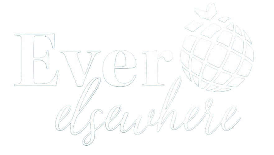 The logo features the words 'Ever' in large font and 'elsewhere' in cursive font, with a globe design topped with a heart on the top right.