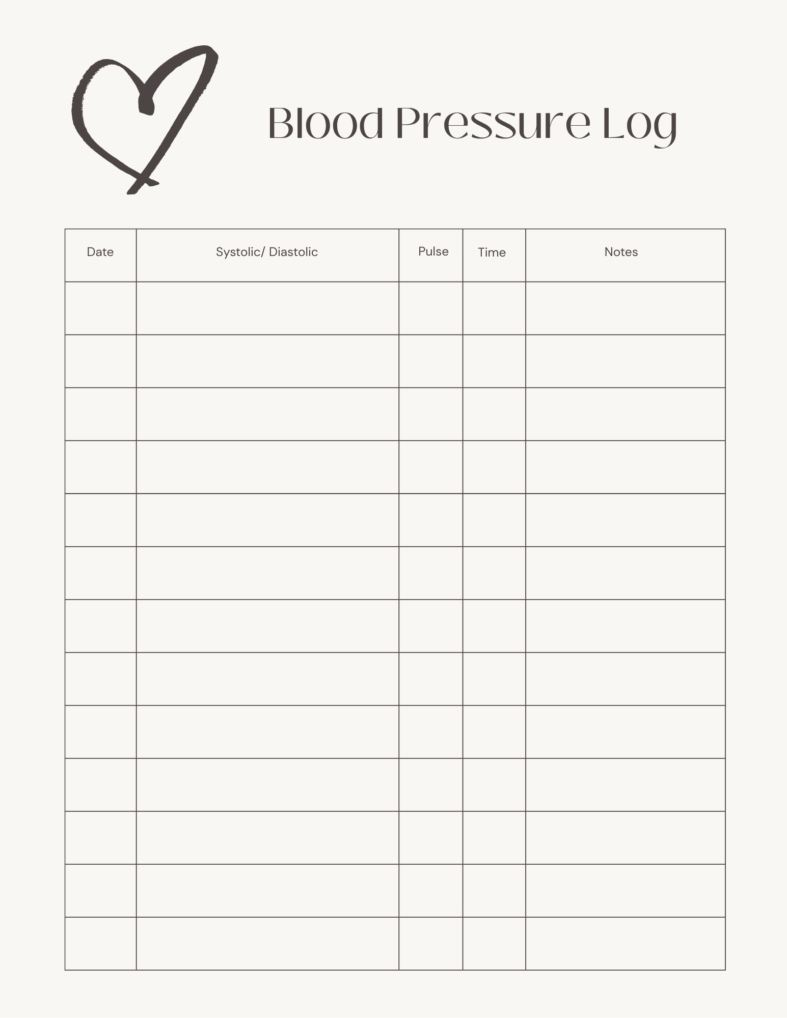 Blood Pressure Log