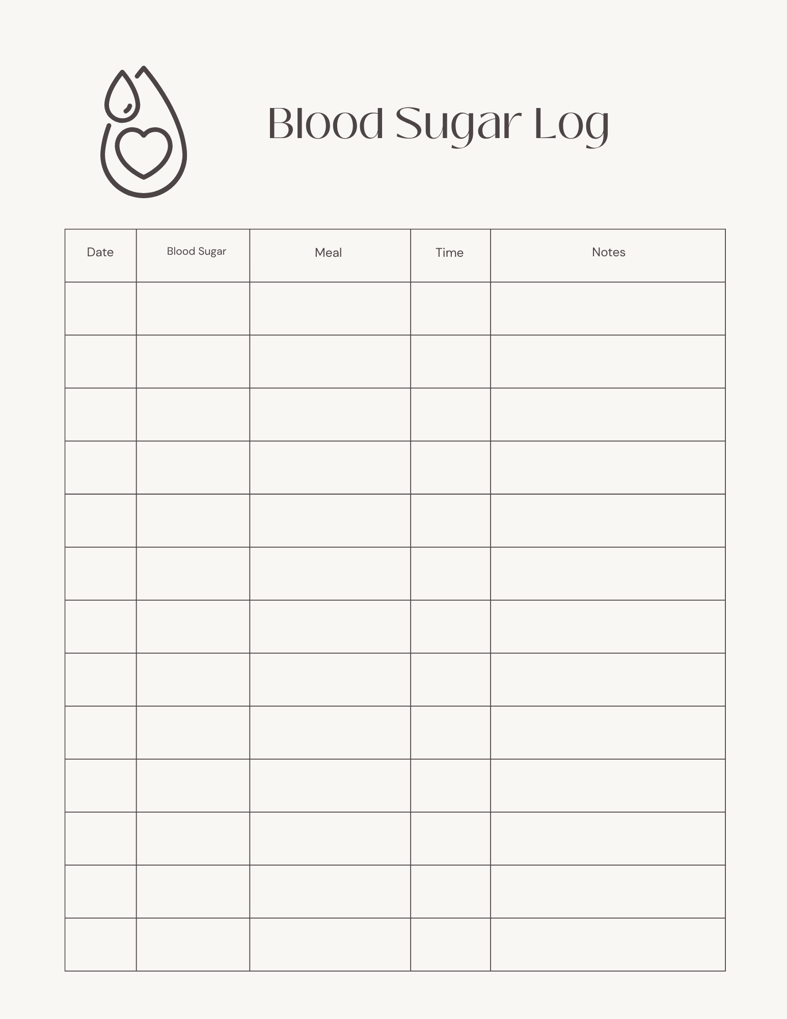 Blood Sugar Log