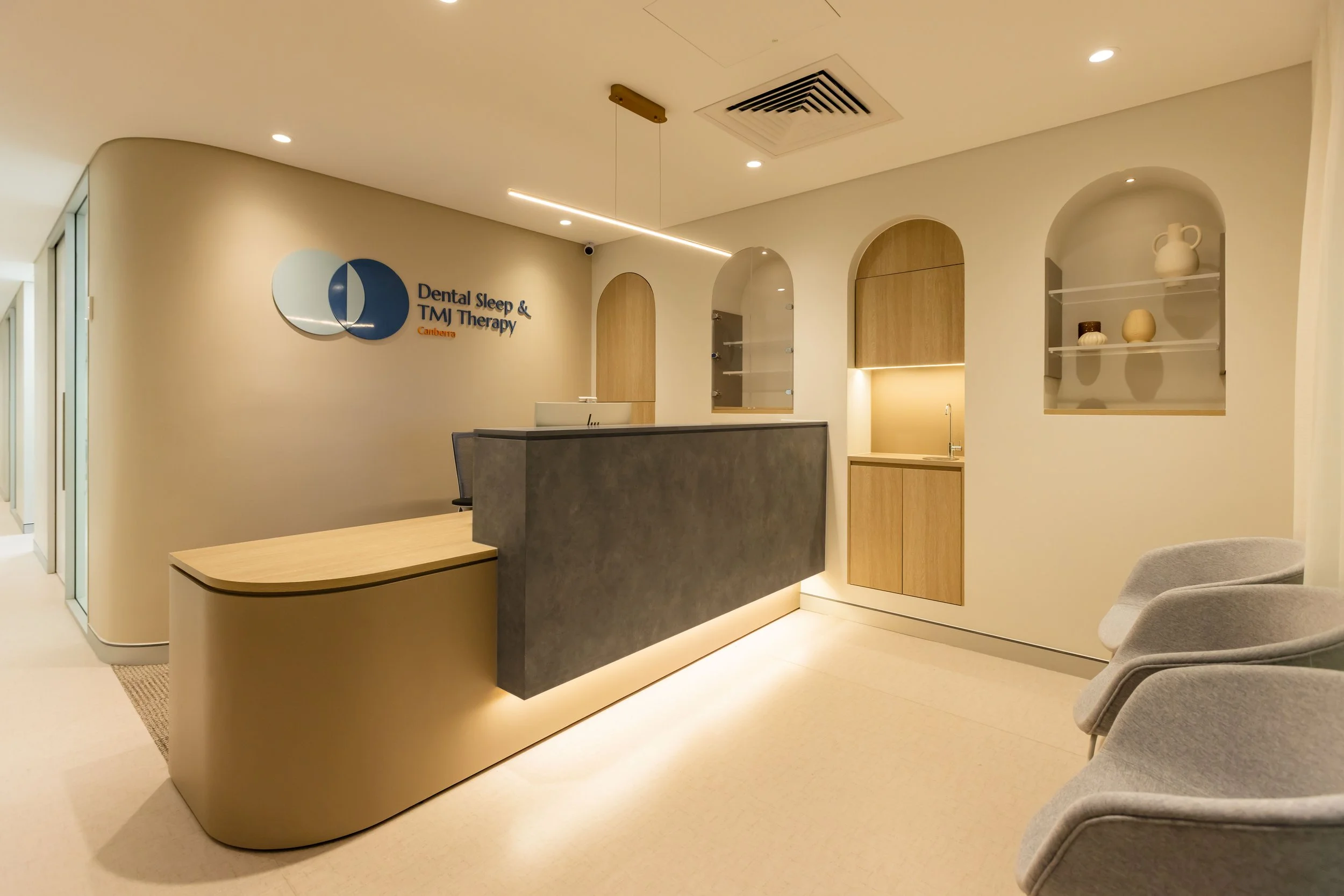 Reception Area for a Dental Fitout done for Dental Sleep & TMJ Therapy