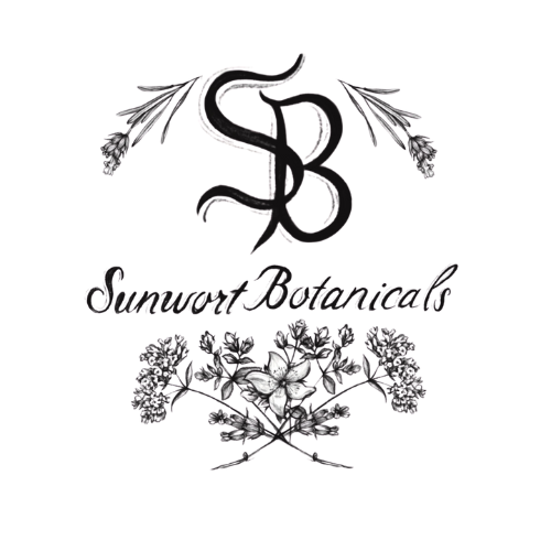 Logo for Sunwest Botanicals featuring a stylized snake intertwined with floral elements, with the words 'Sunwest Botanicals' below.