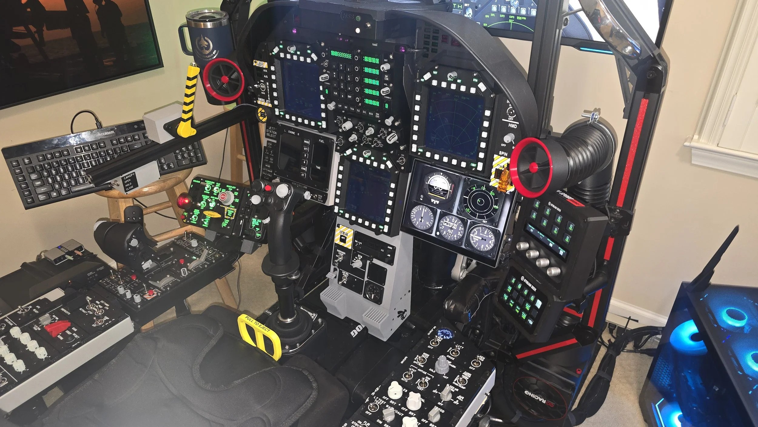 VidCom-AI Sim-Rig Dash and Center Pedestal - HSS ALR-67-ECM Pedestal Closeup View