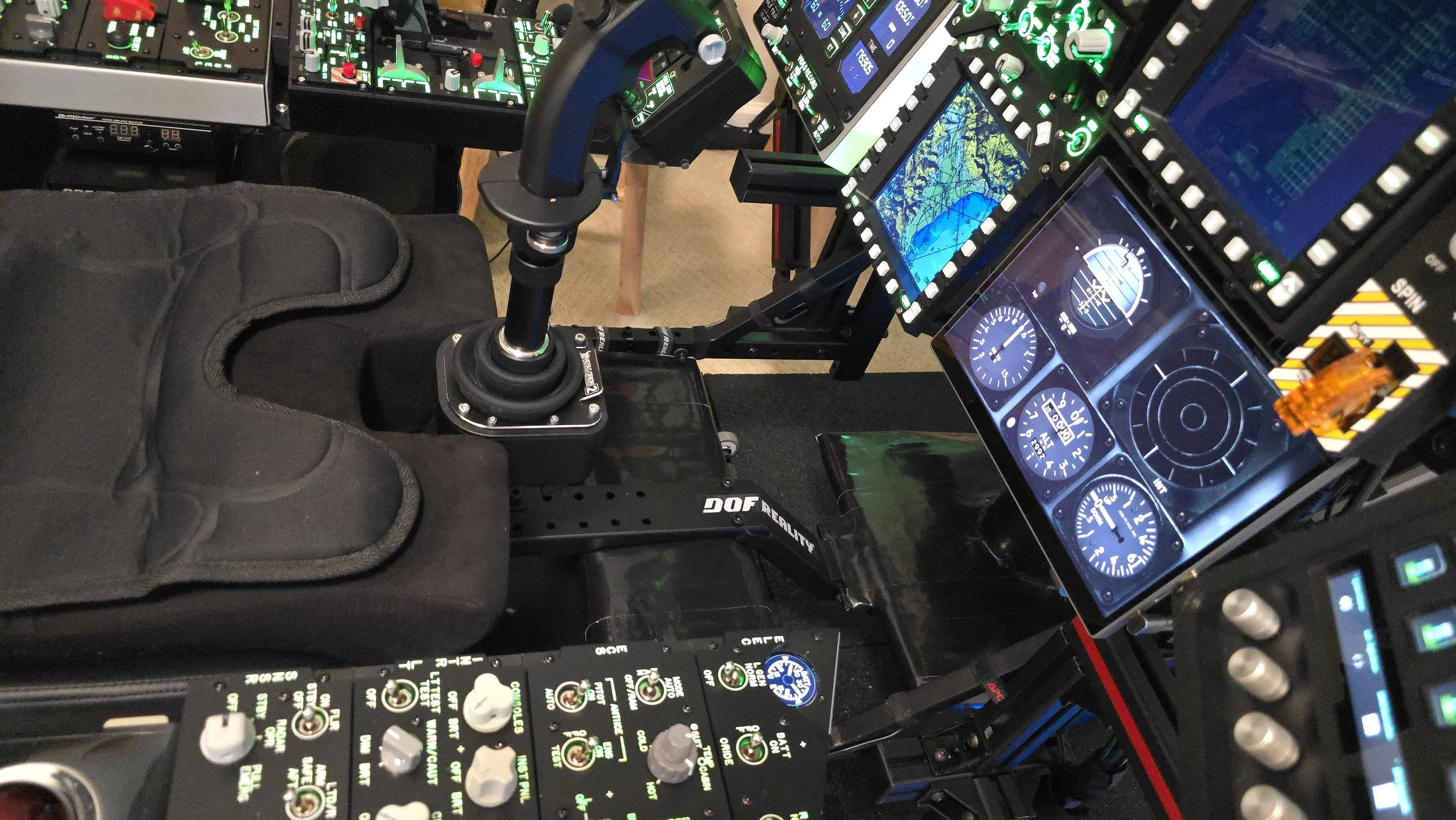 Right Overhead View Showing Off Partial Floorboard Supports and Padded Rudder Pedal Sections