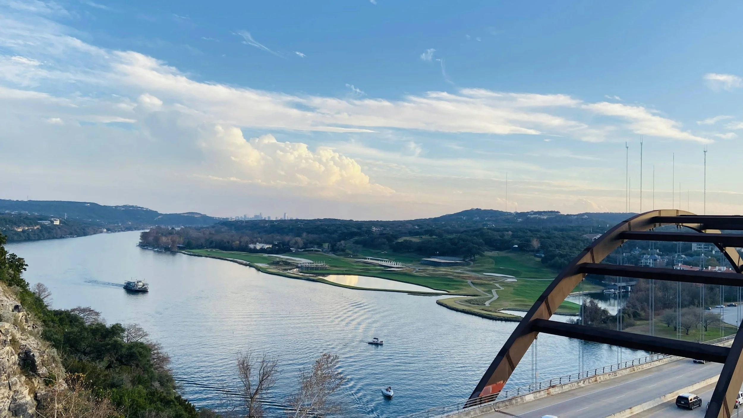 Photo of the expansive view over the 360 bridge in Austin TX.