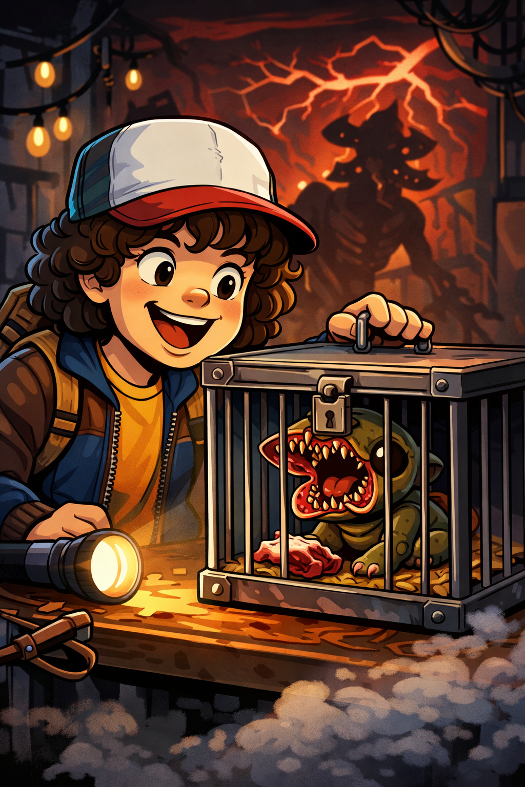 cartoon image of boy keeping dangerous animal secret