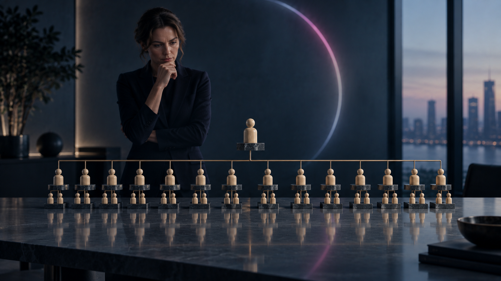 female manager considering flat management structure