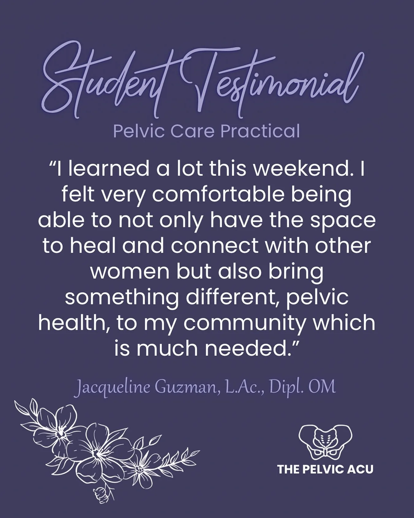 ✨ Testimonial Tuesday ✨

We love hearing how The Pelvic Acu is helping practitioners grow, connect, and bring pelvic health awareness back to their communities. 💕

Creating space for healing and learning is what it&rsquo;s all about &mdash; and we&r