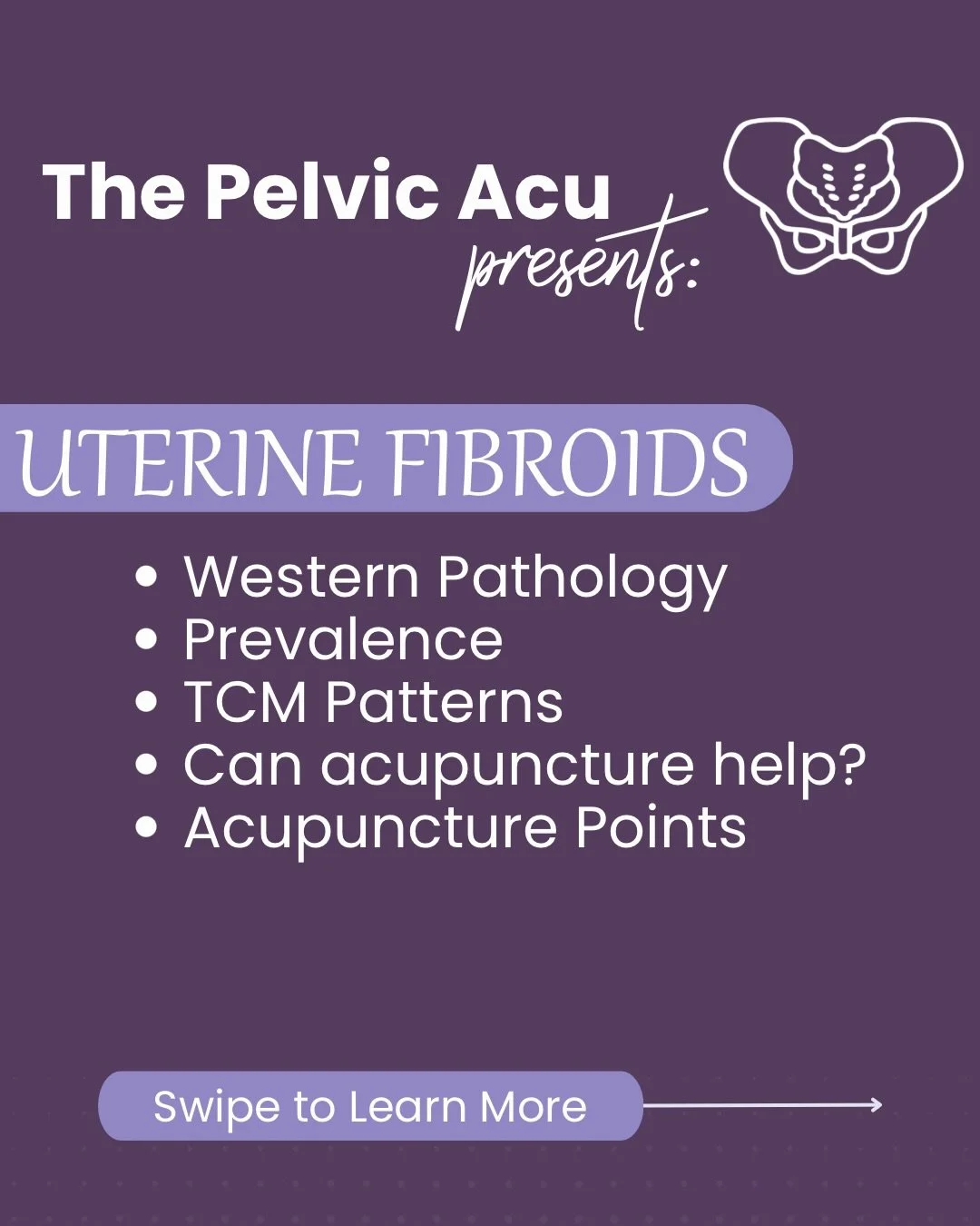 Up to 80% of patients between 30&ndash;50 may develop uterine fibroids &mdash; and many will turn to East Asian Medicine for support.

Inside this carousel, we cover the TCM patterns you&rsquo;ll see most, point strategies we use, and the herbal form