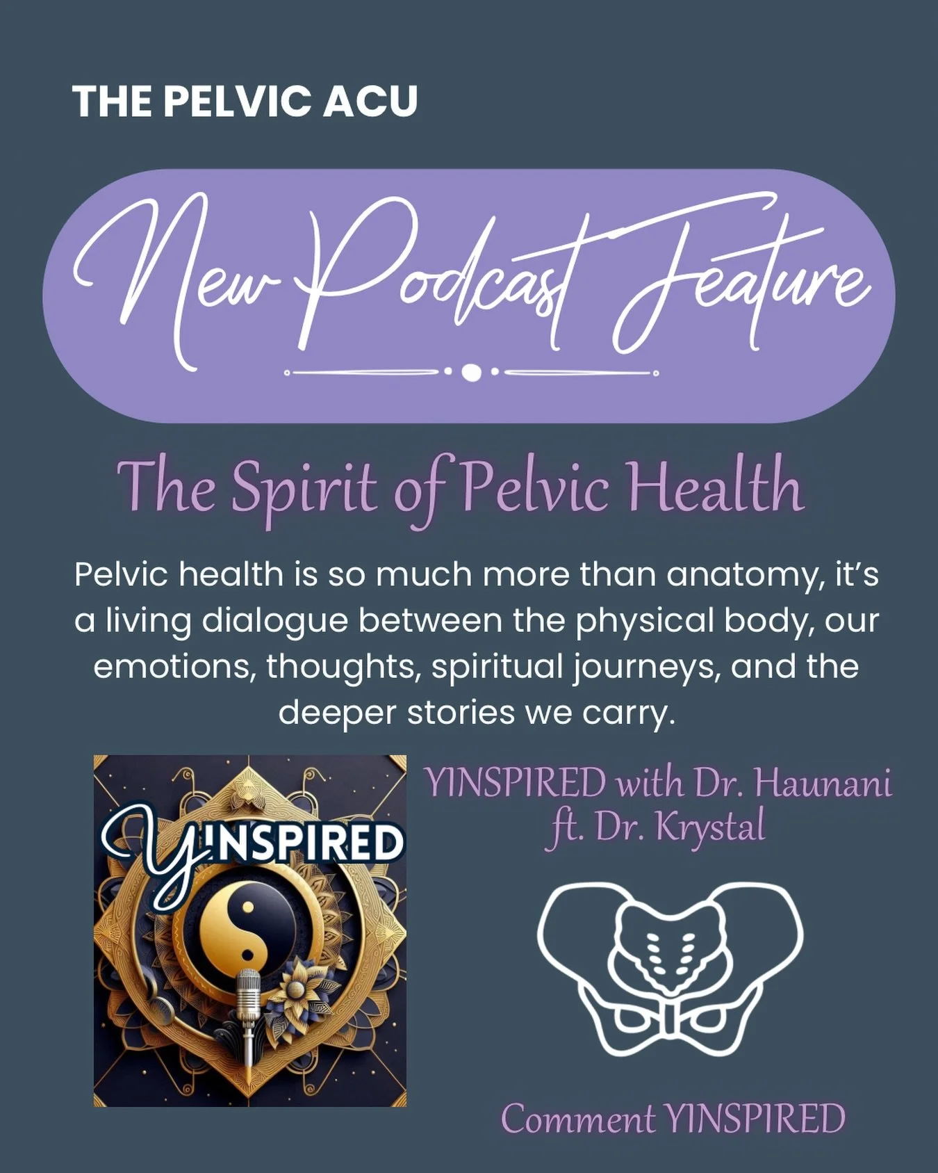 ✨ New Podcast Feature! ✨

Dr. Krystal was featured on another episode of the Yinspired Podcast in all about The Spirit of Pelvic Health. 🎙️✨

In this deeply insightful conversation, Dr. Krystal reminds us that pelvic health is more than anatomy, it&