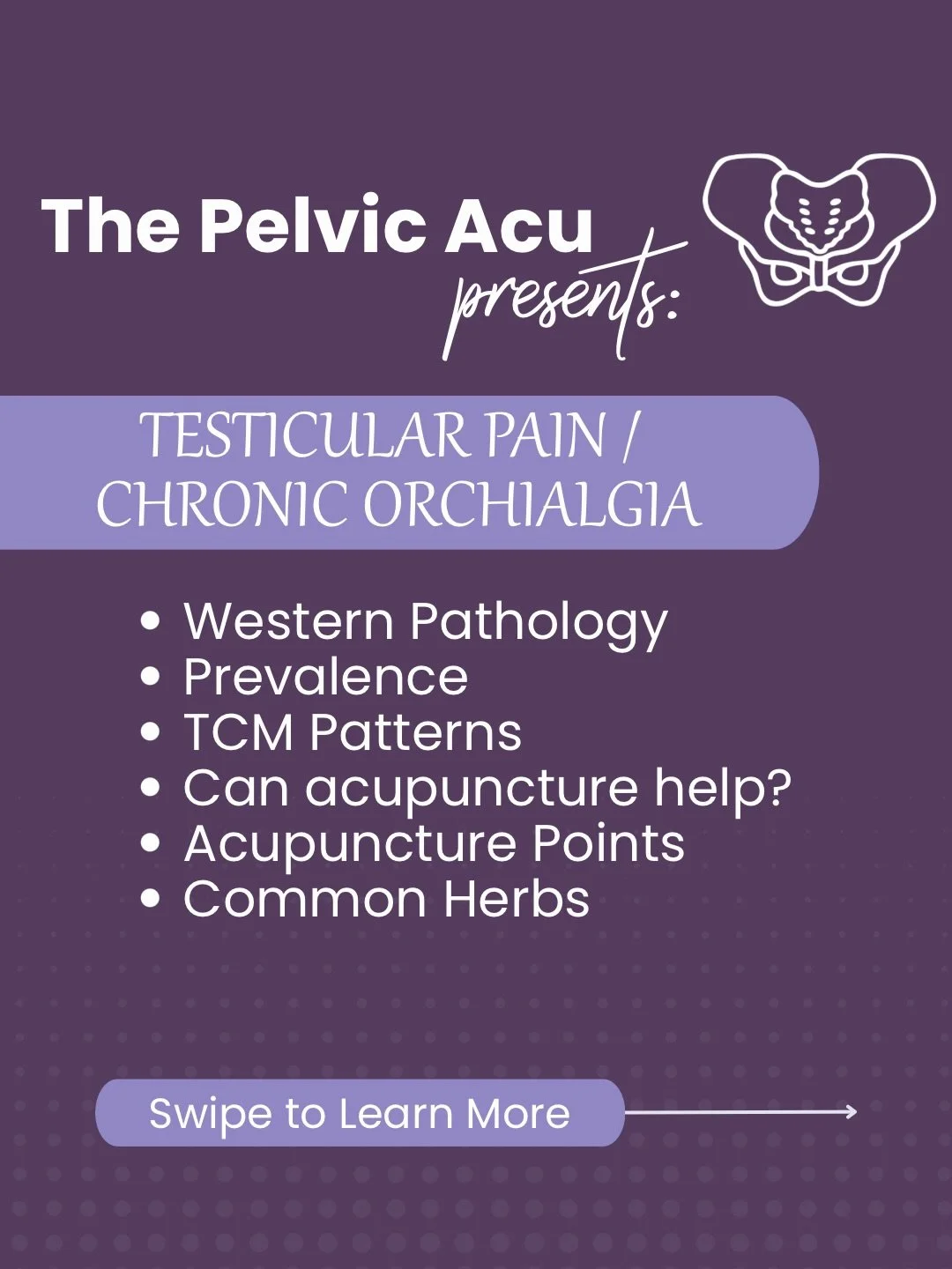 Testicular Pain / Chronic Orchialgia

Chronic testicular pain is frequently pelvic floor&ndash;driven
Acupuncture excels at:
✨Neuromodulation
✨Myofascial decompression
✨Addressing underlying constitutional patterns
✨Best outcomes occur with:
✨Pelvic-