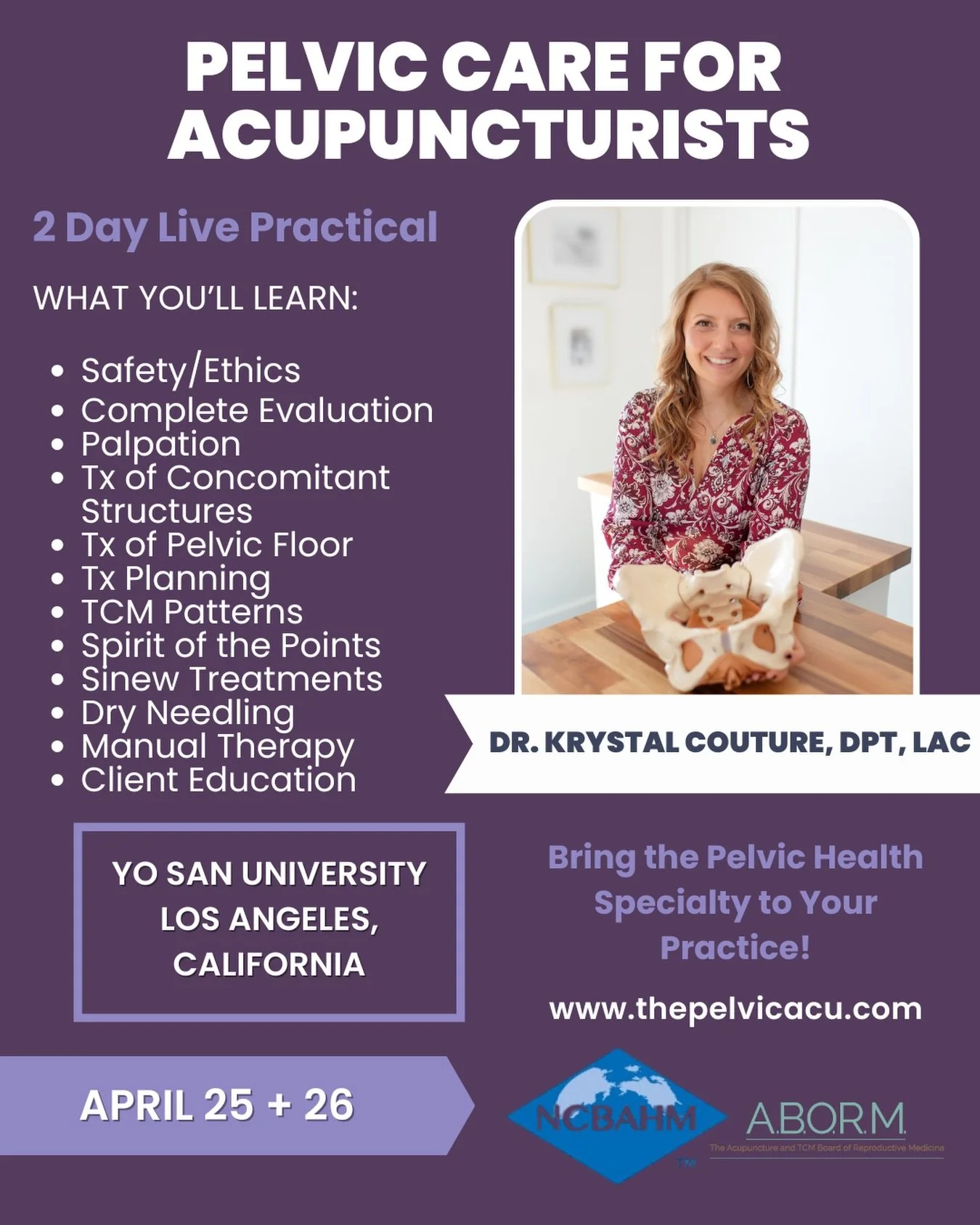 Only a few spots left for California 🌿

Our 2 Day Live Pelvic Care Practical at Yo San University is almost full. If expanding into pelvic health has been on your radar, now is the time to take action.

Learn hands on techniques, complete evaluation
