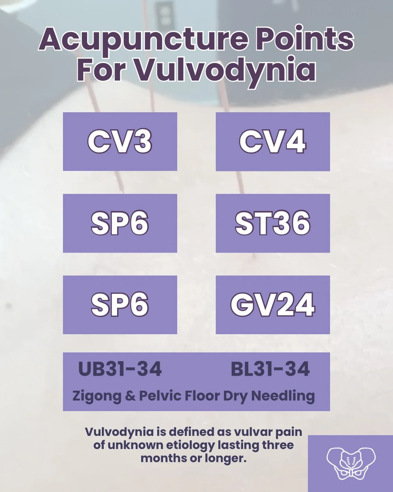 Vulvodynia is complex.
And treatment should reflect that.

These points are part of a broader, systems-based approach addressing nerve irritation, pelvic floor dysfunction, and central sensitization.

It&rsquo;s not about one point.
It&rsquo;s about 