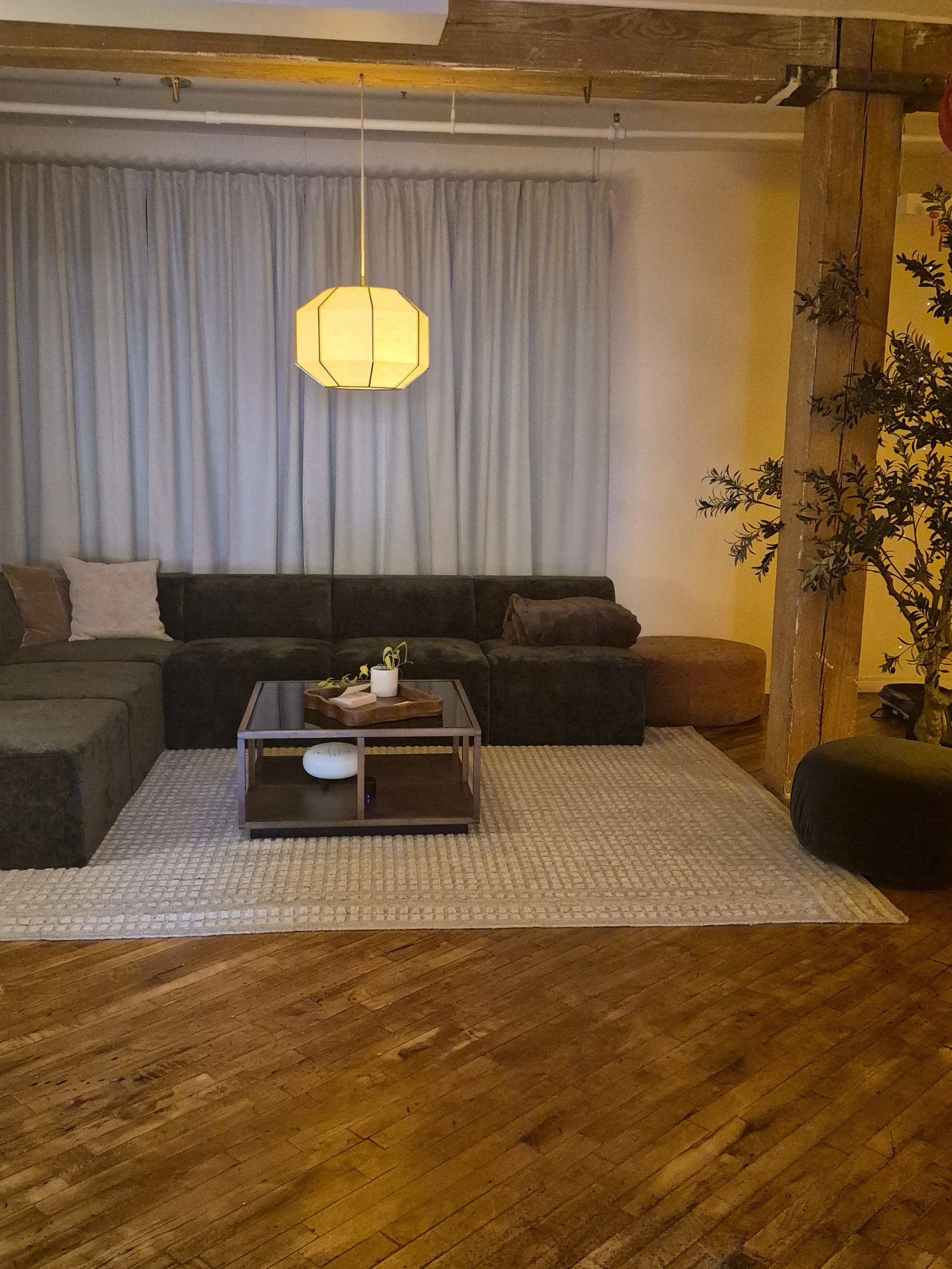 Reception Area. With couch and modern lighting and set up