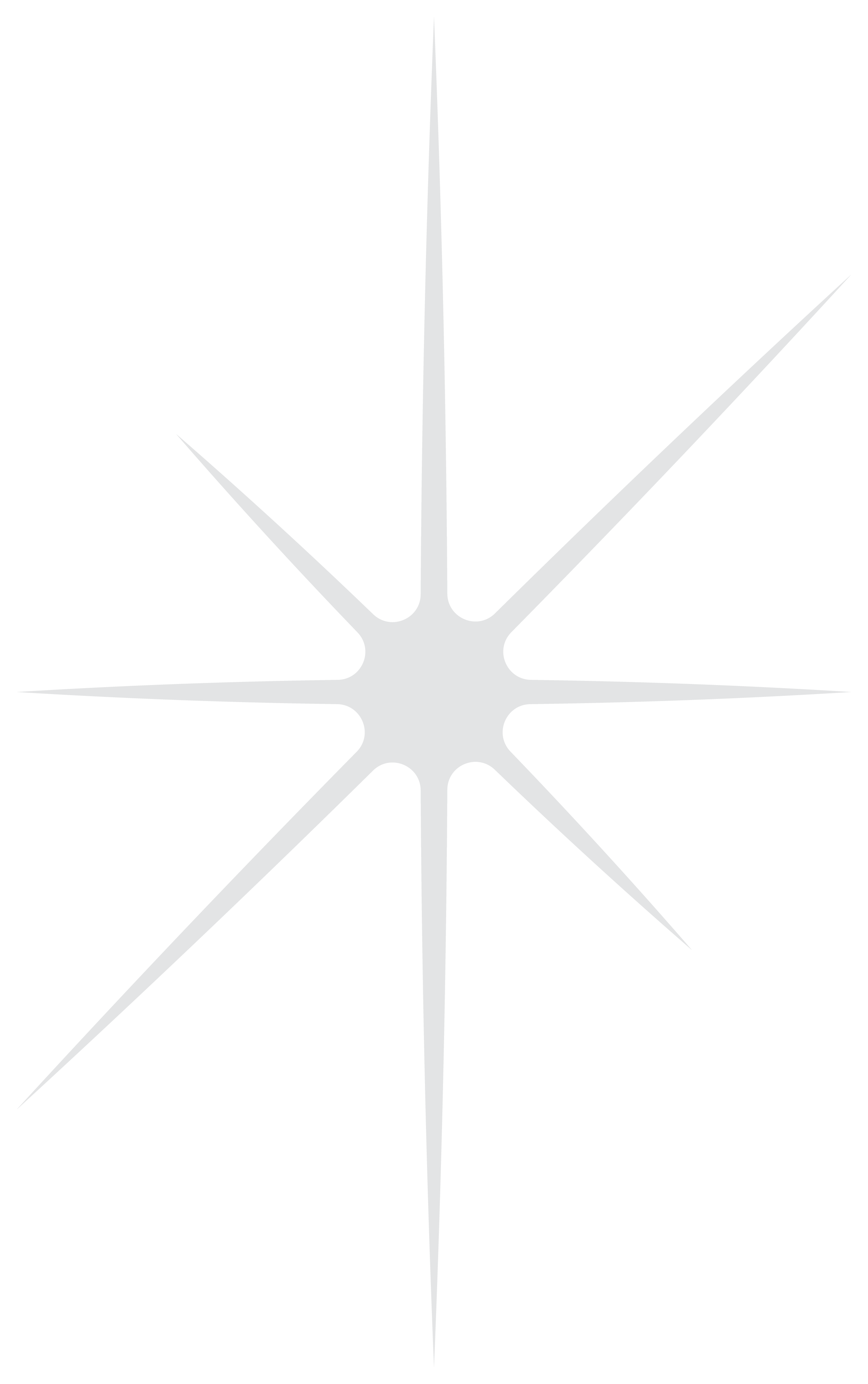 A starburst design with a central circle and eight elongated points radiating outwards, alternating lengths.