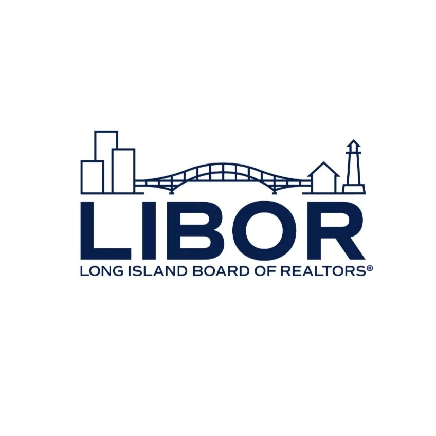Logo for the Long Island Board of Realtors featuring a city skyline, a bridge, a house, and a lighthouse, with the text 'LIBOR' and 'Long Island Board of Realtors'.