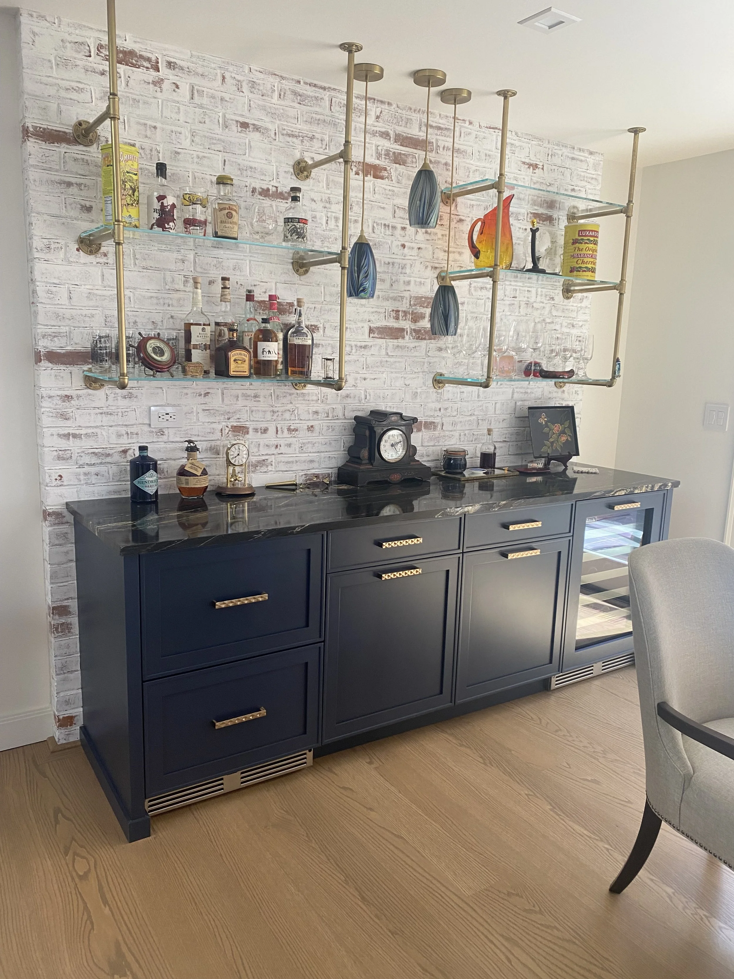Home Bar Renovation- Blue Cabinets - Open Concept