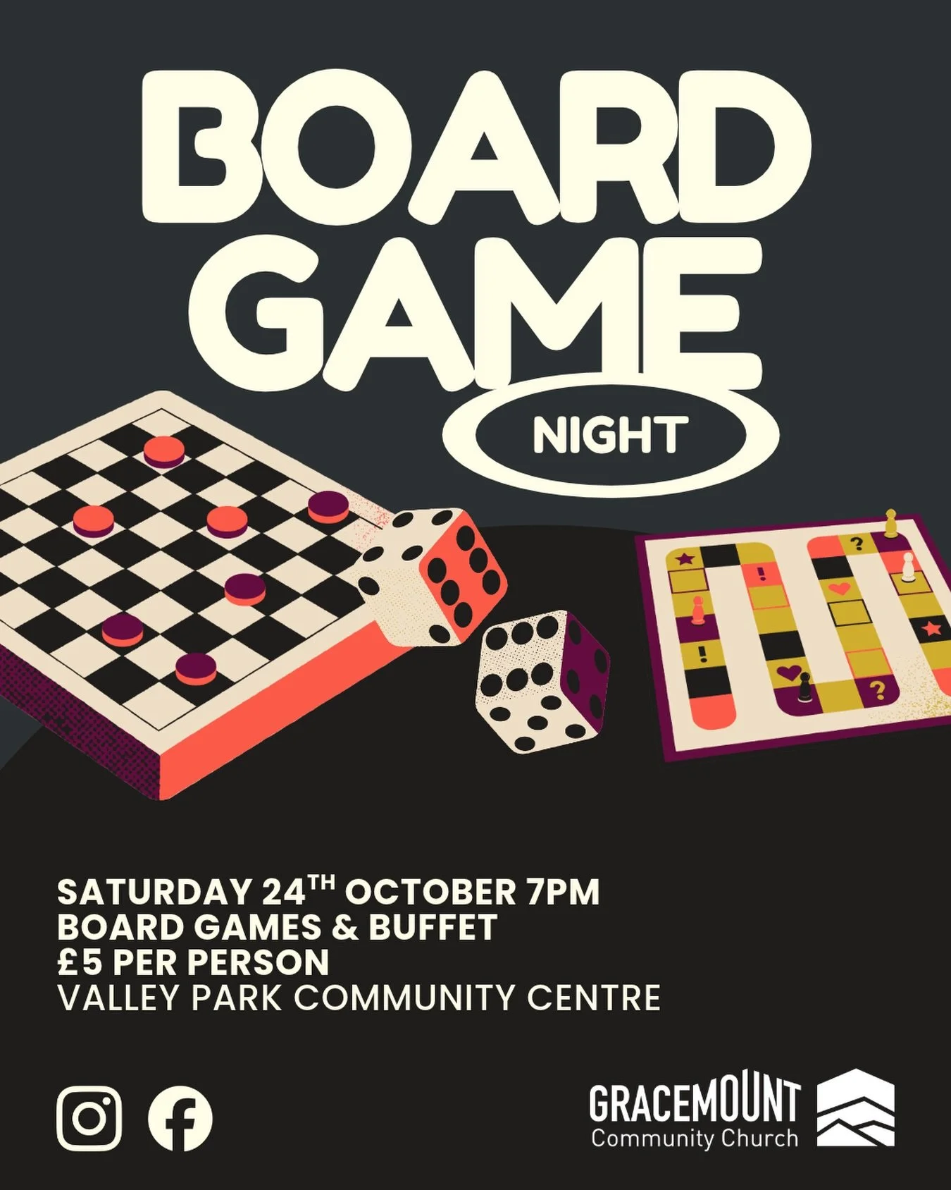 Board games and buffet this Saturday night! Come join us at Valley Park Community Centre, &pound;5 per person.