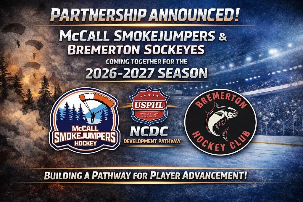 🚨PROGRAM ANNOUNCEMENT🚨
The McCall Smokejumpers are proud to announce a partnership with the Bremerton Sockeyes beginning in the 2026&ndash;2027 season.

This collaboration creates a clear USPHL development pathway from the Premier level to our NCDC
