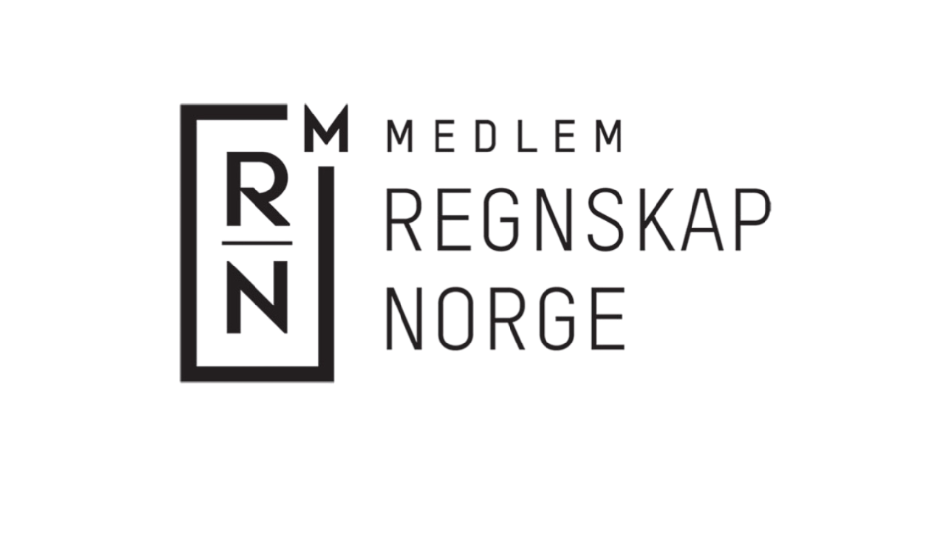 Logo for Medlem Røgnskap Norge with stylized text and design elements in black, purple, and gray.