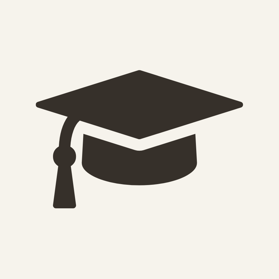 Silhouette of a graduation cap on a yellow-orange gradient background